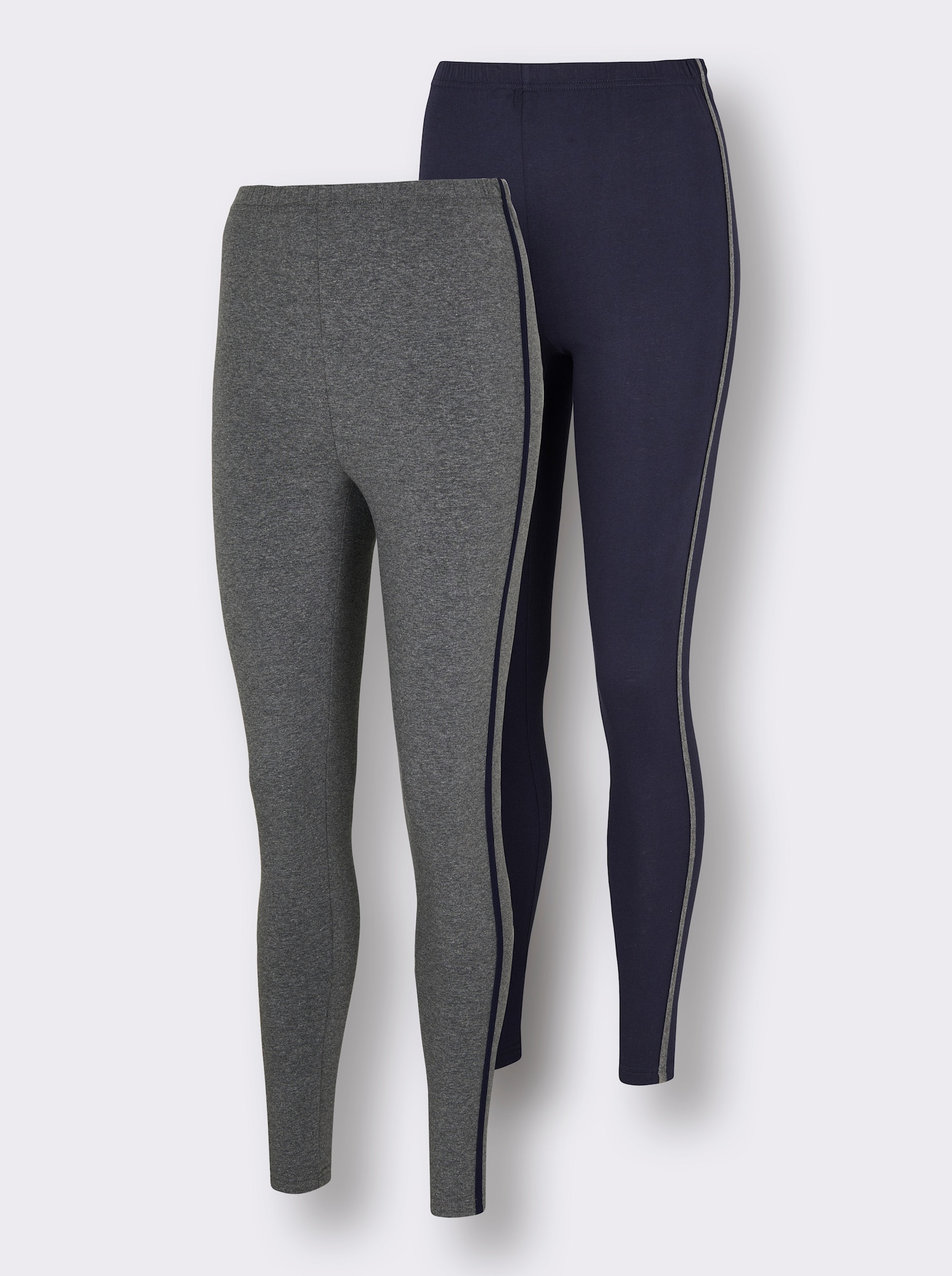 feel good Leggings mit seitlicher Paspel - marine + anthrazit-meliert