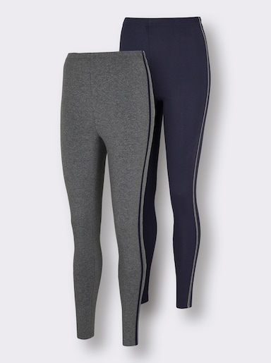feel good Leggings mit seitlicher Paspel - marine + anthrazit-meliert