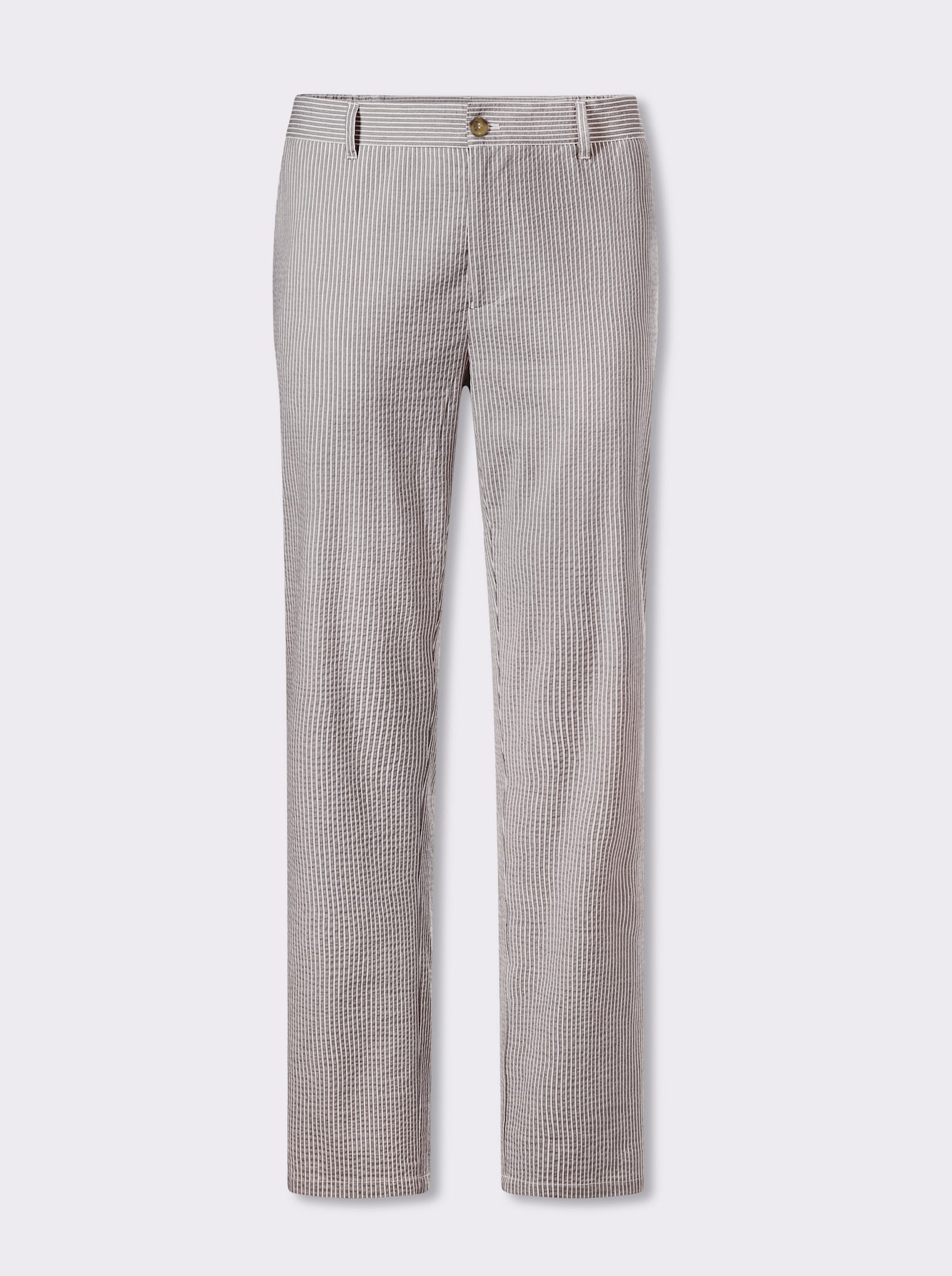 Marco Donati Broek van seersucker - sesam gestreept