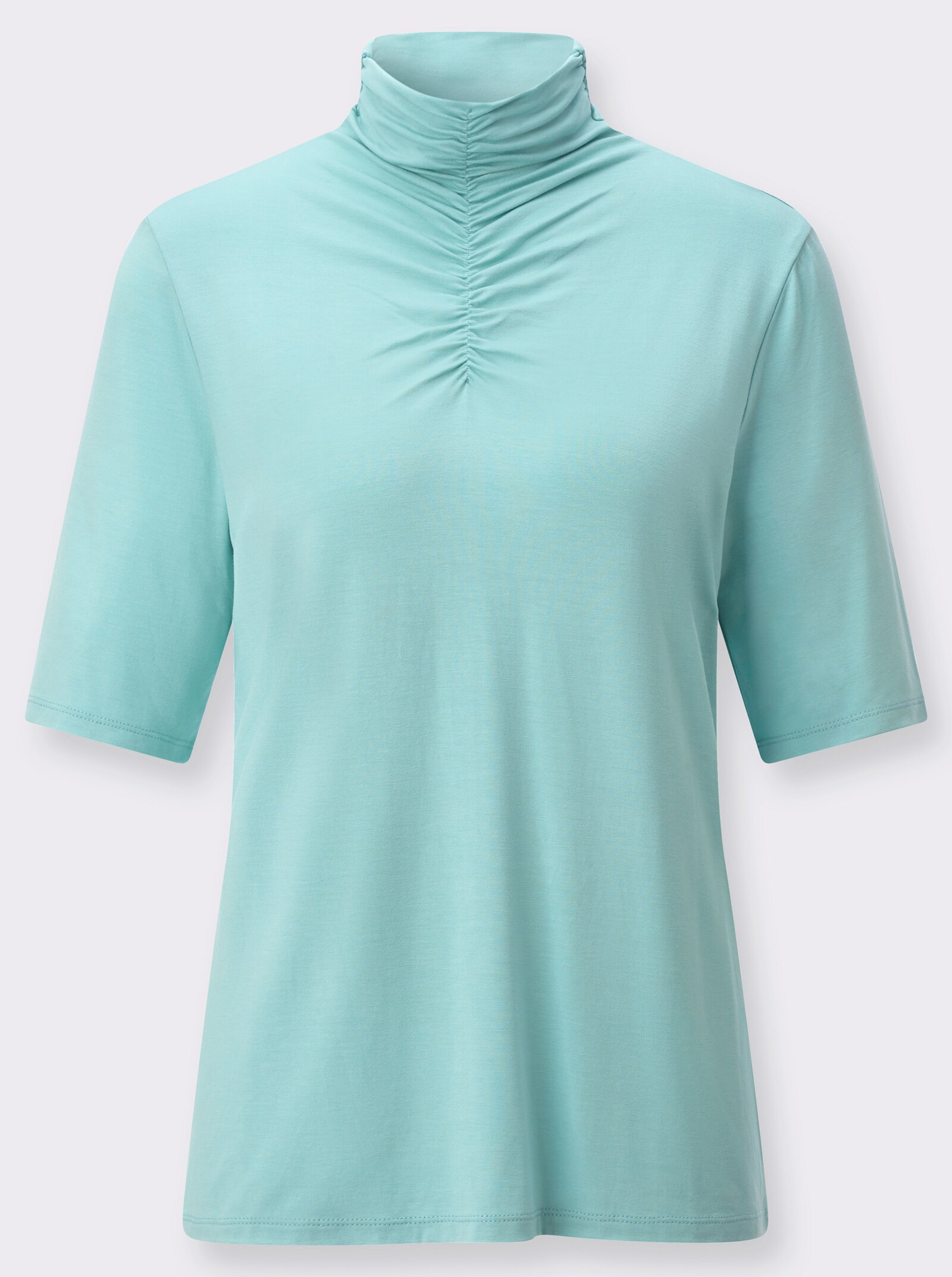 Stehkragenshirt mit Raffung - mint