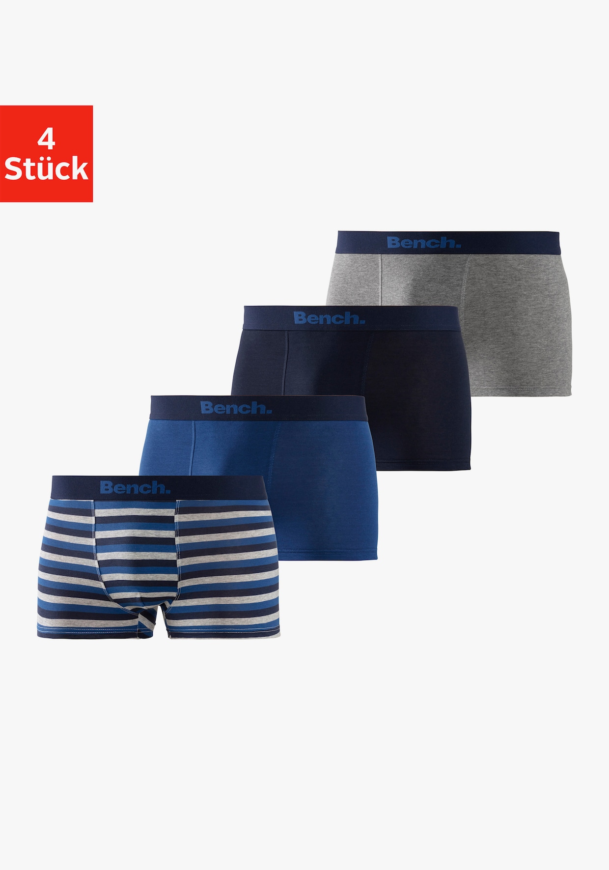 Bench. Boxer - blau-gestreift, blau, grau-meliert, navy