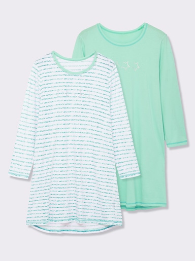 wäschepur Sleepshirts - mint + mint-gestreift