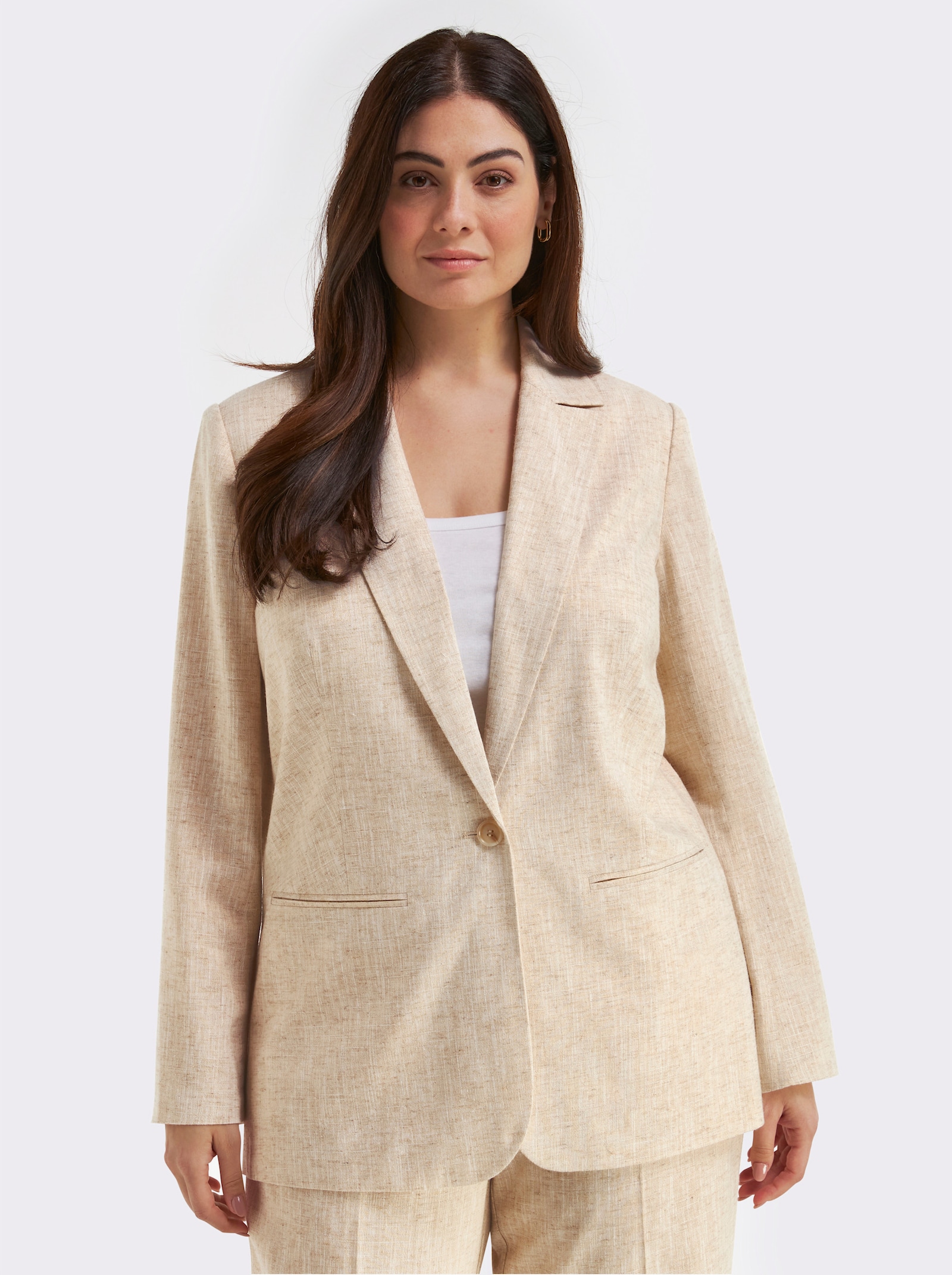 sheego Leinenblazer mit Lurexfaden - champagner-goldfarben