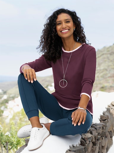 heine Pull en tricot fin - lie-de-vin