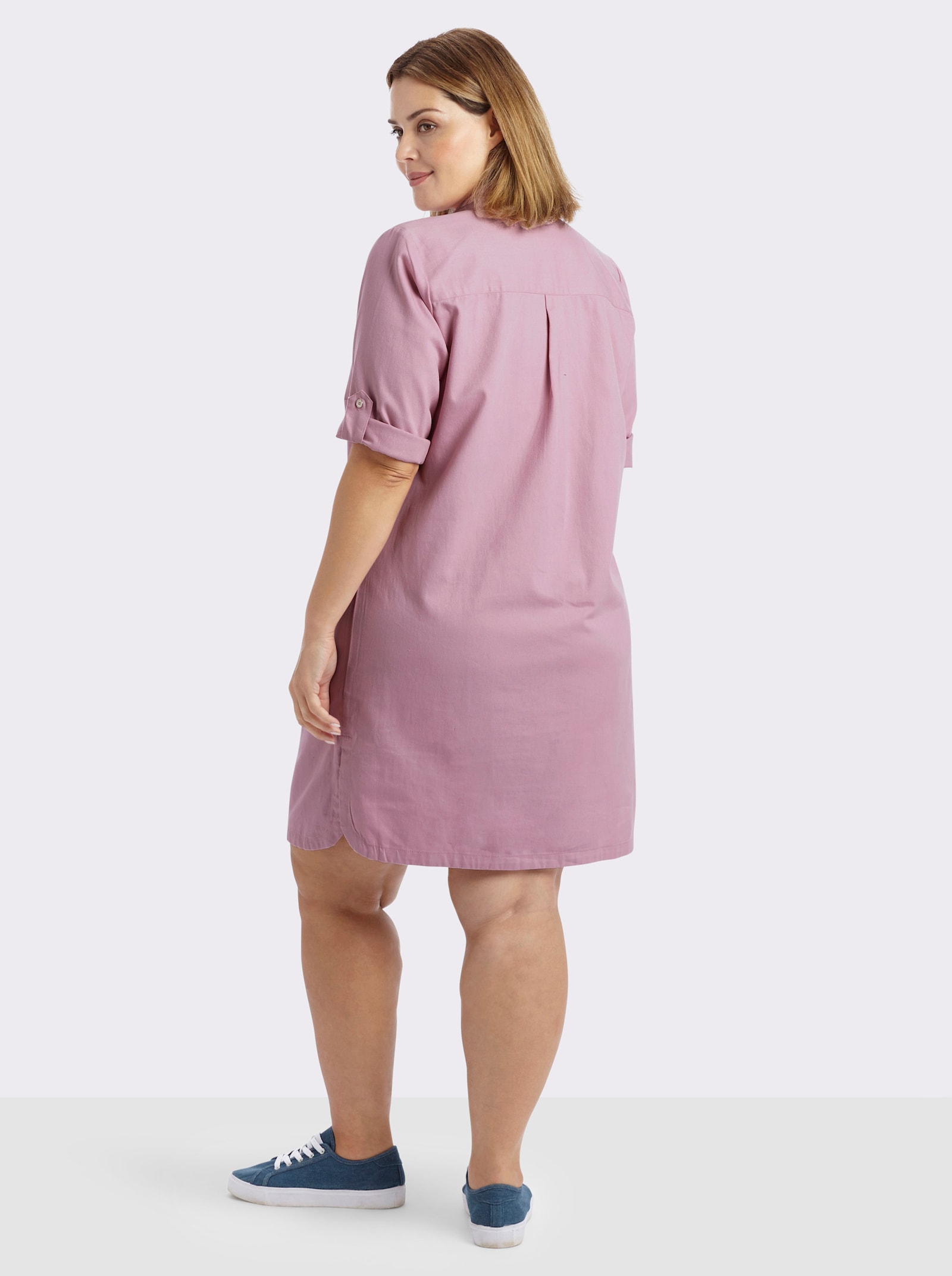 Jeanskleid in Schlupfform - rosé