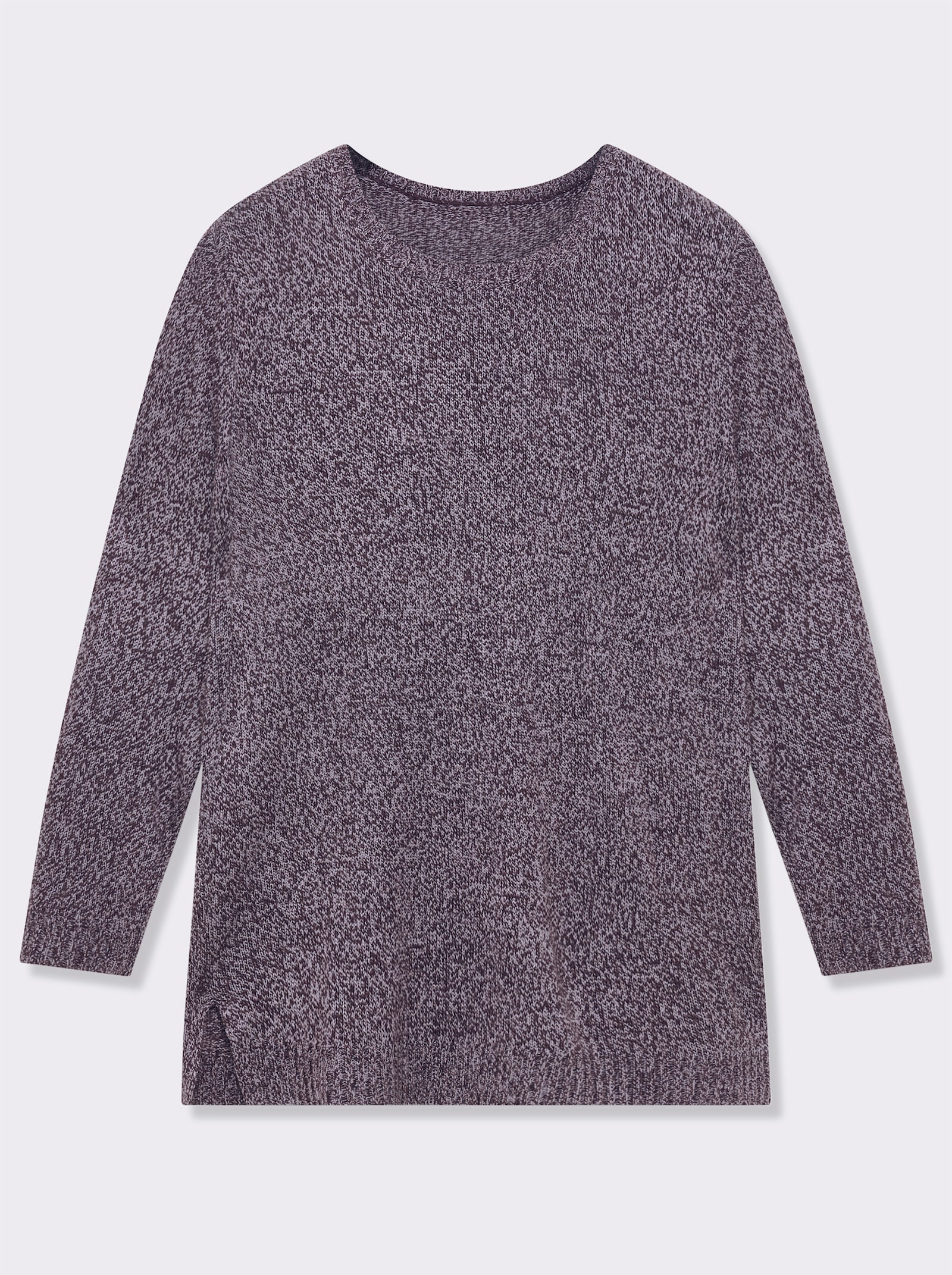 Longpullover aus Melange-Garn - aubergine-meliert