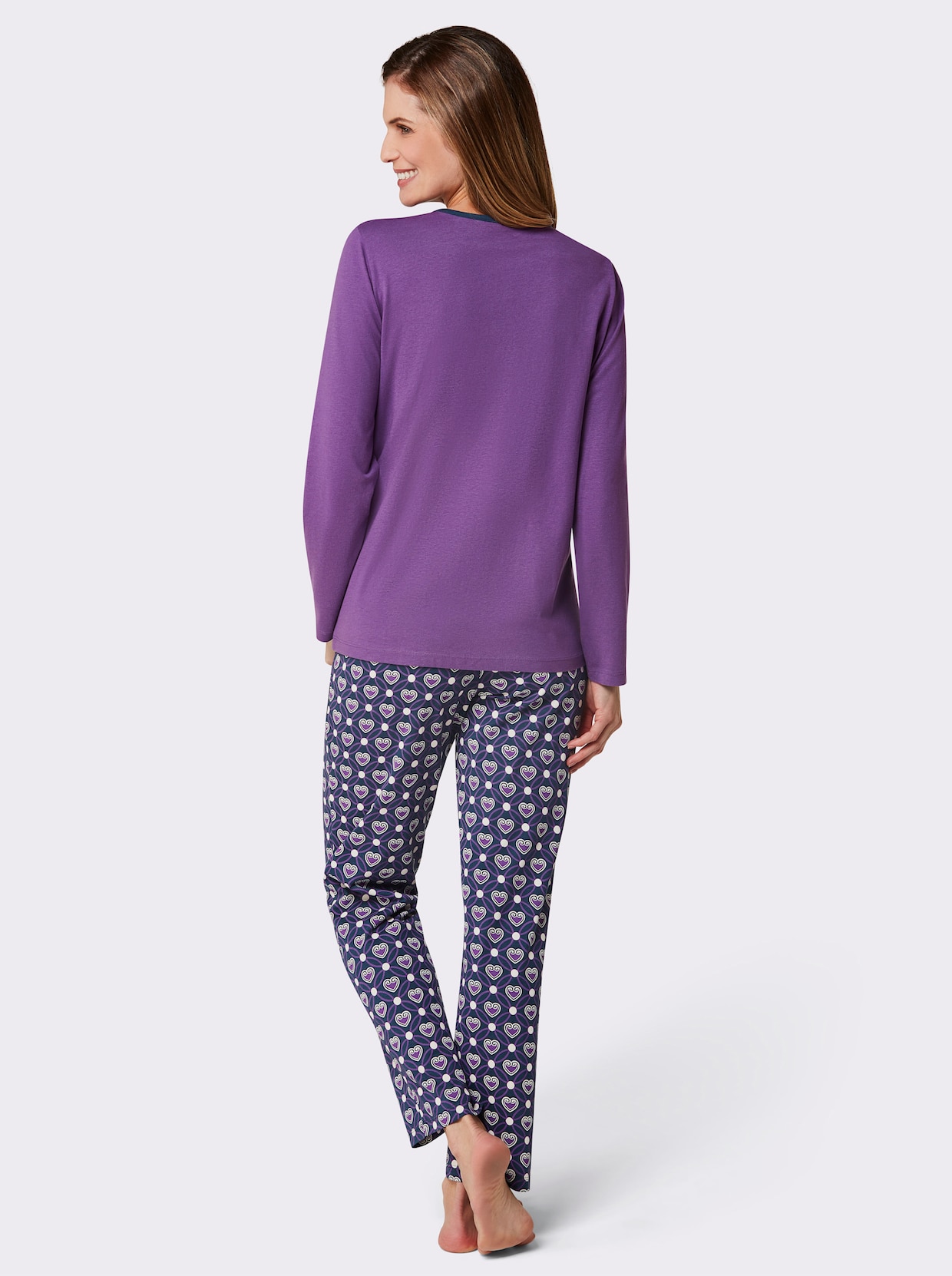 wäschepur Pyjama's - lila/donkerblauw bedrukt
