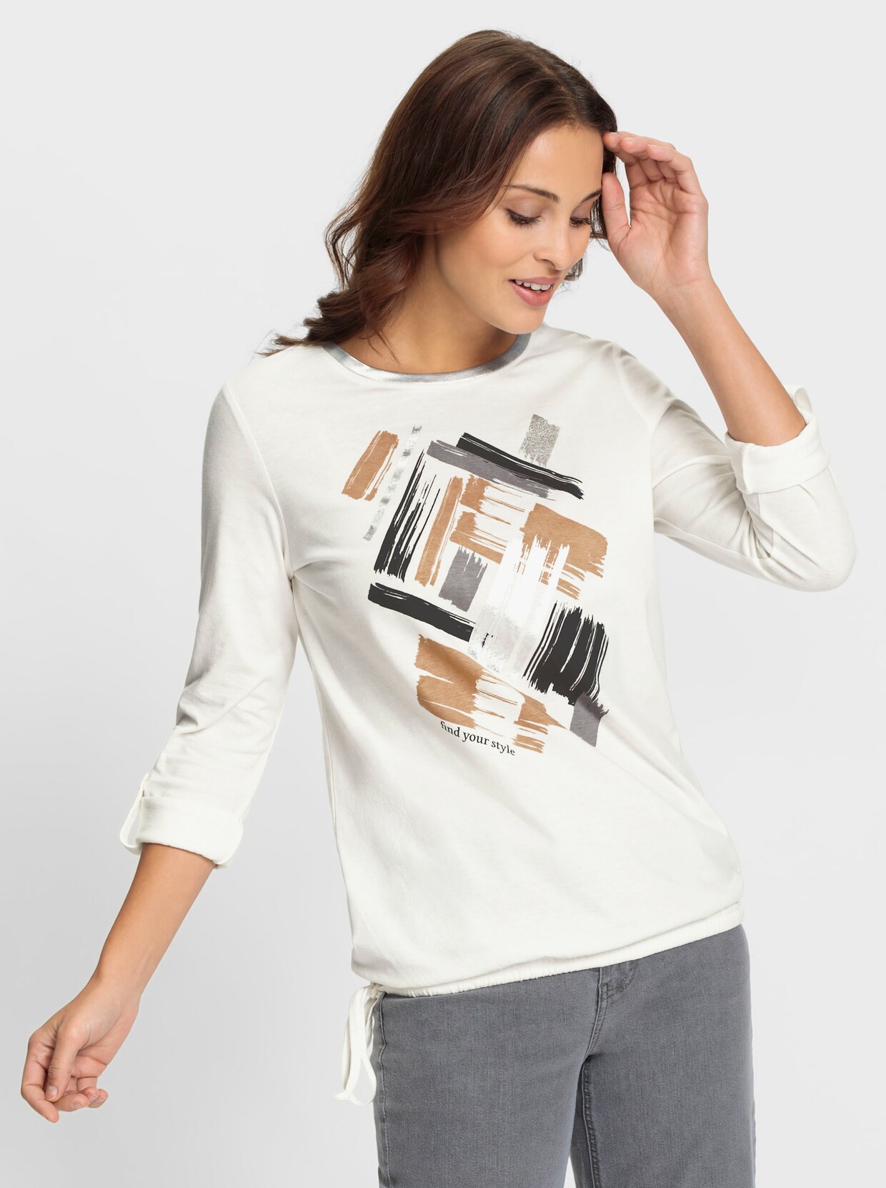 Shirt met print - ecru/zwart geprint