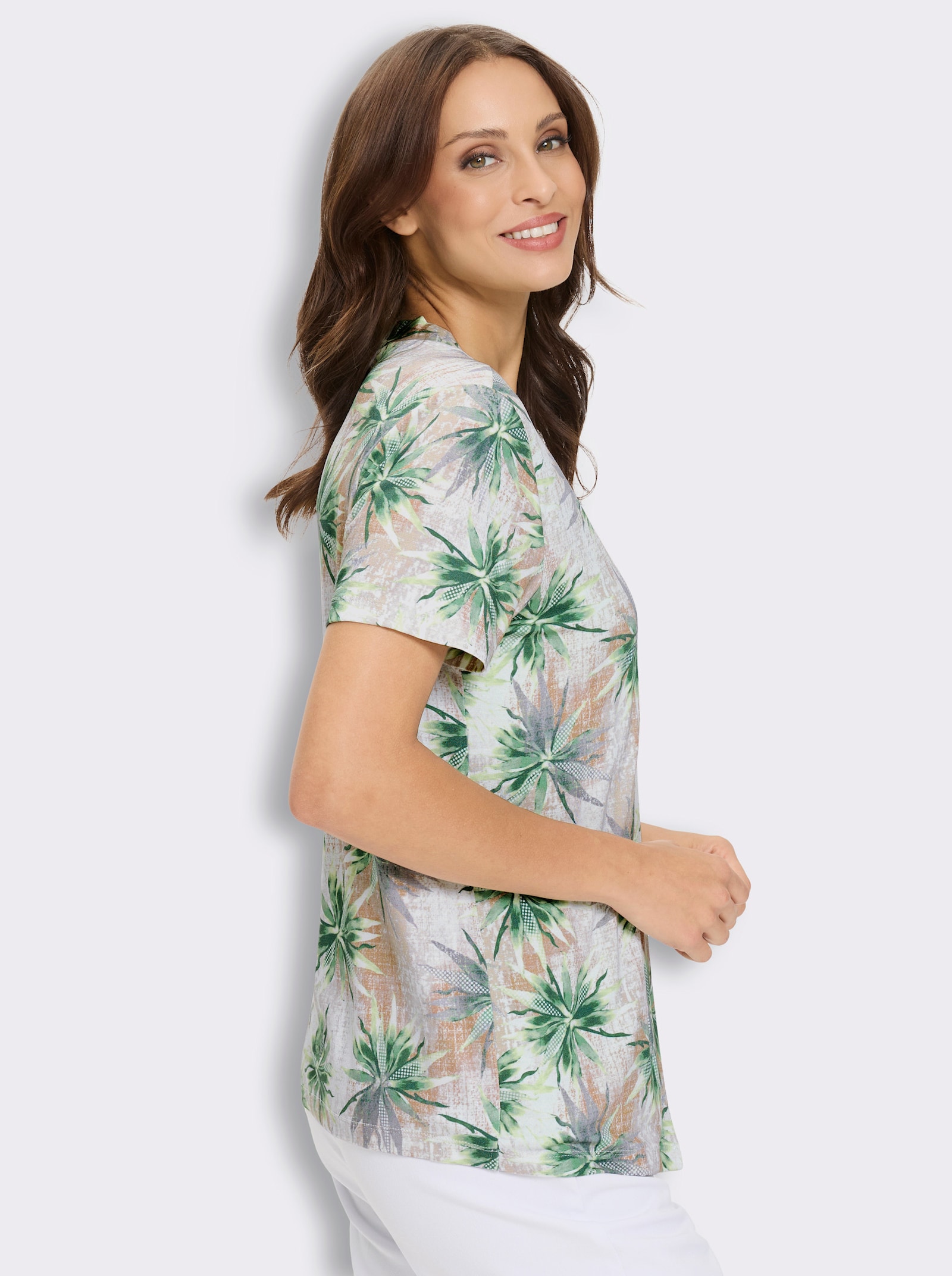 2-in-1-Shirt mit Elasthan-Anteil - reseda-moos-bedruckt