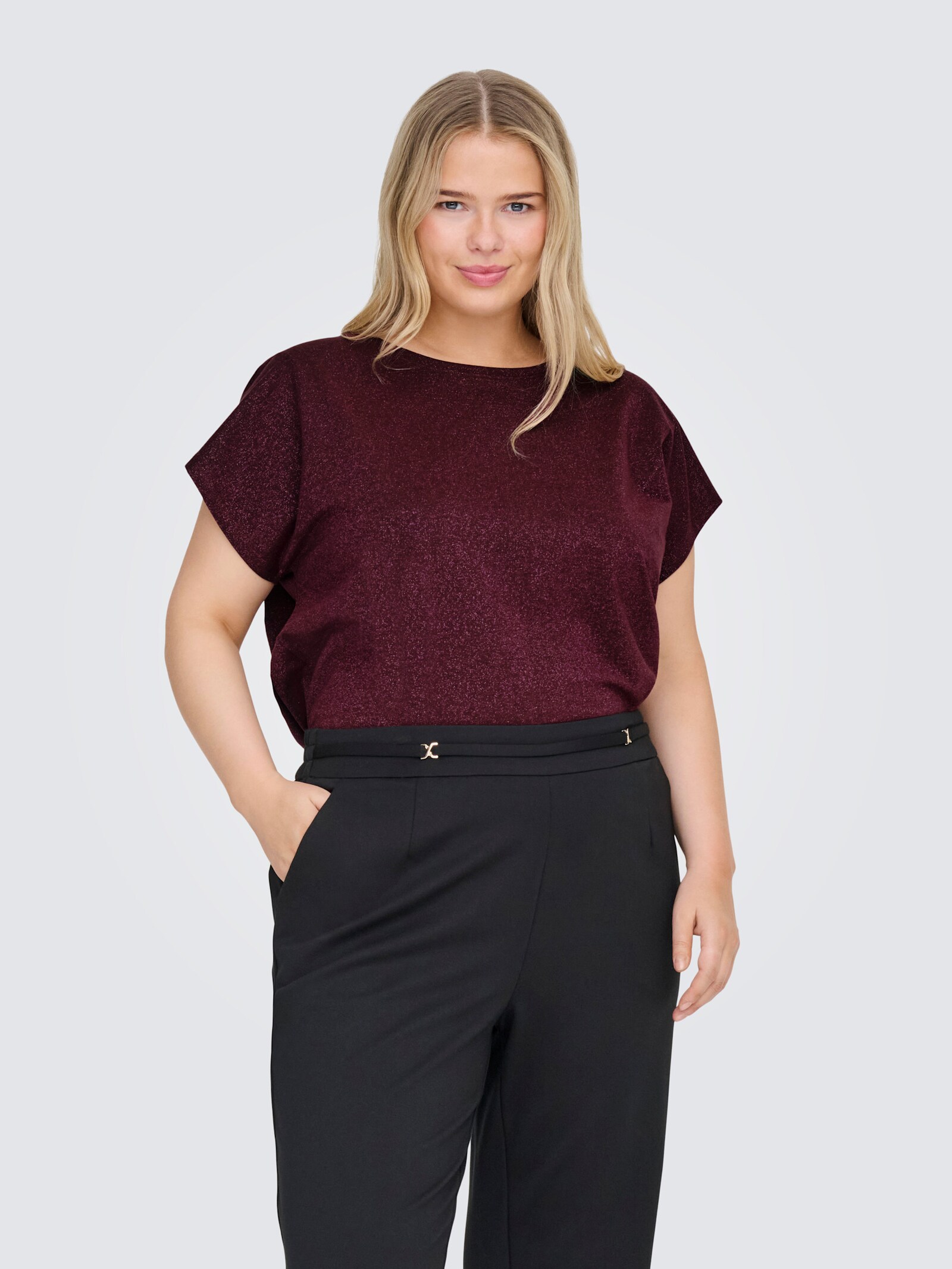 ONLY CARMAKOMA Kurzarmshirt - chocolate truffle detail:chocolate truffle lurex