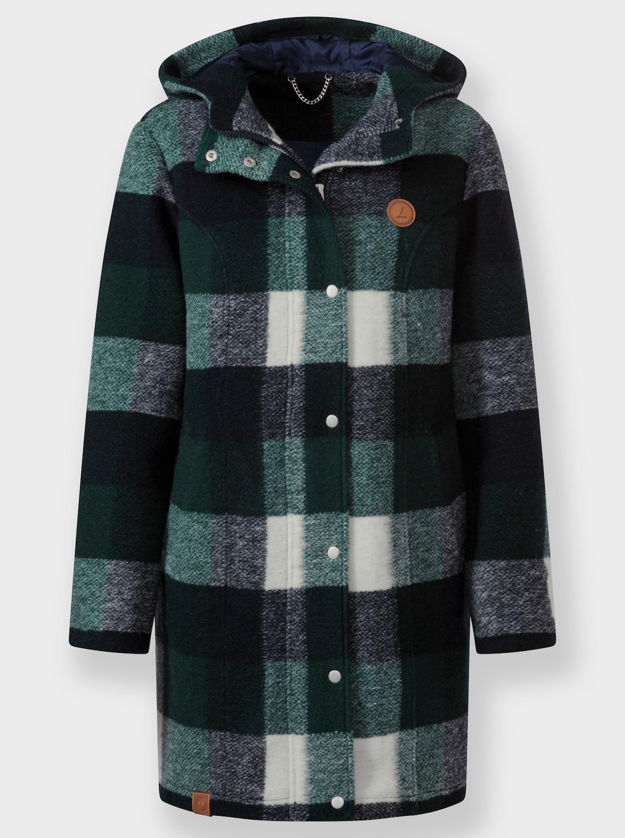 Jacke mit mehrfarbigem Karo-Muster - moos-marine-kariert