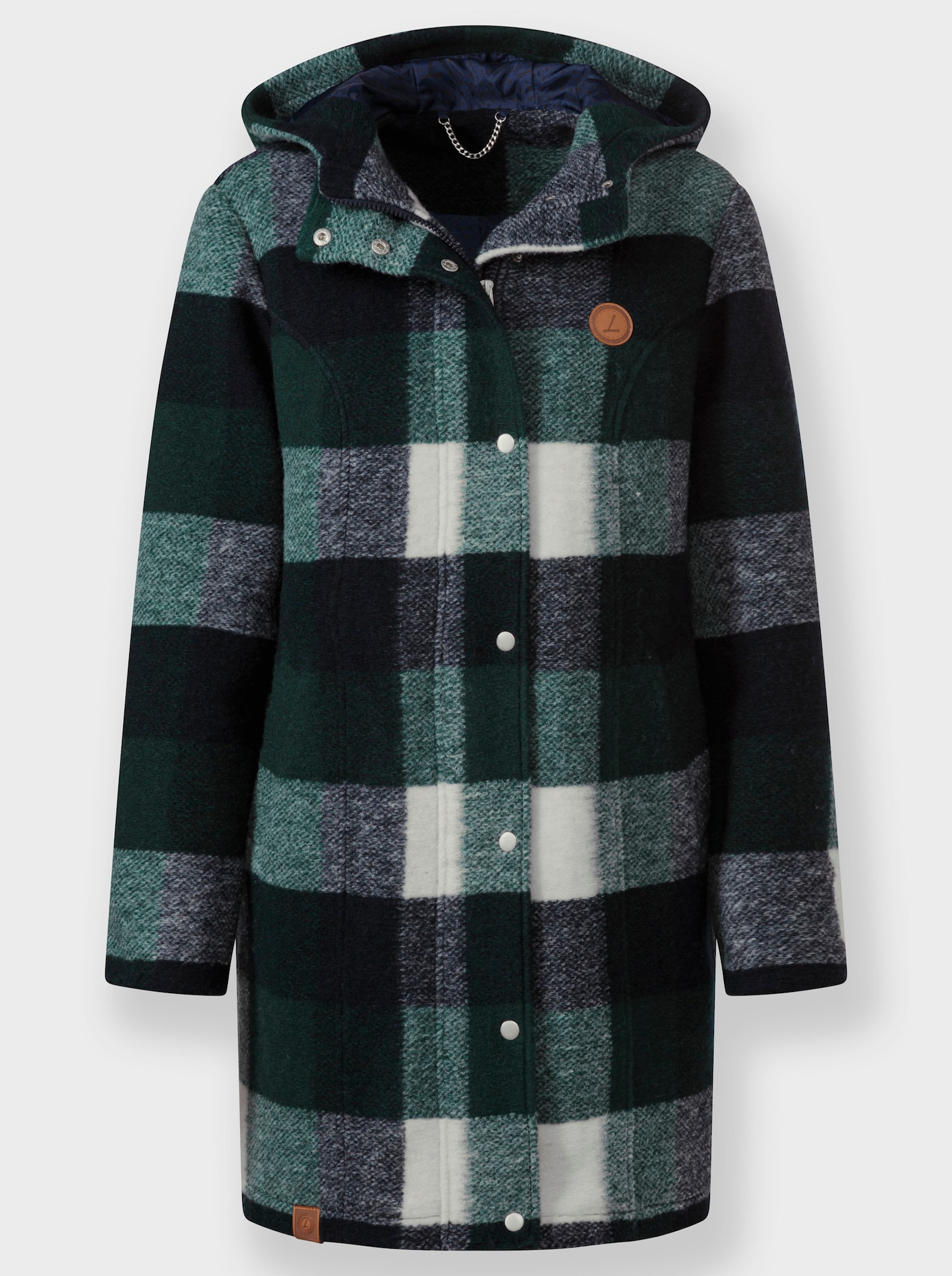 Jacke mit mehrfarbigem Karo-Muster - moos-marine-kariert