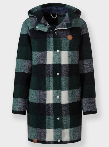 Jacke mit mehrfarbigem Karo-Muster - moos-marine-kariert