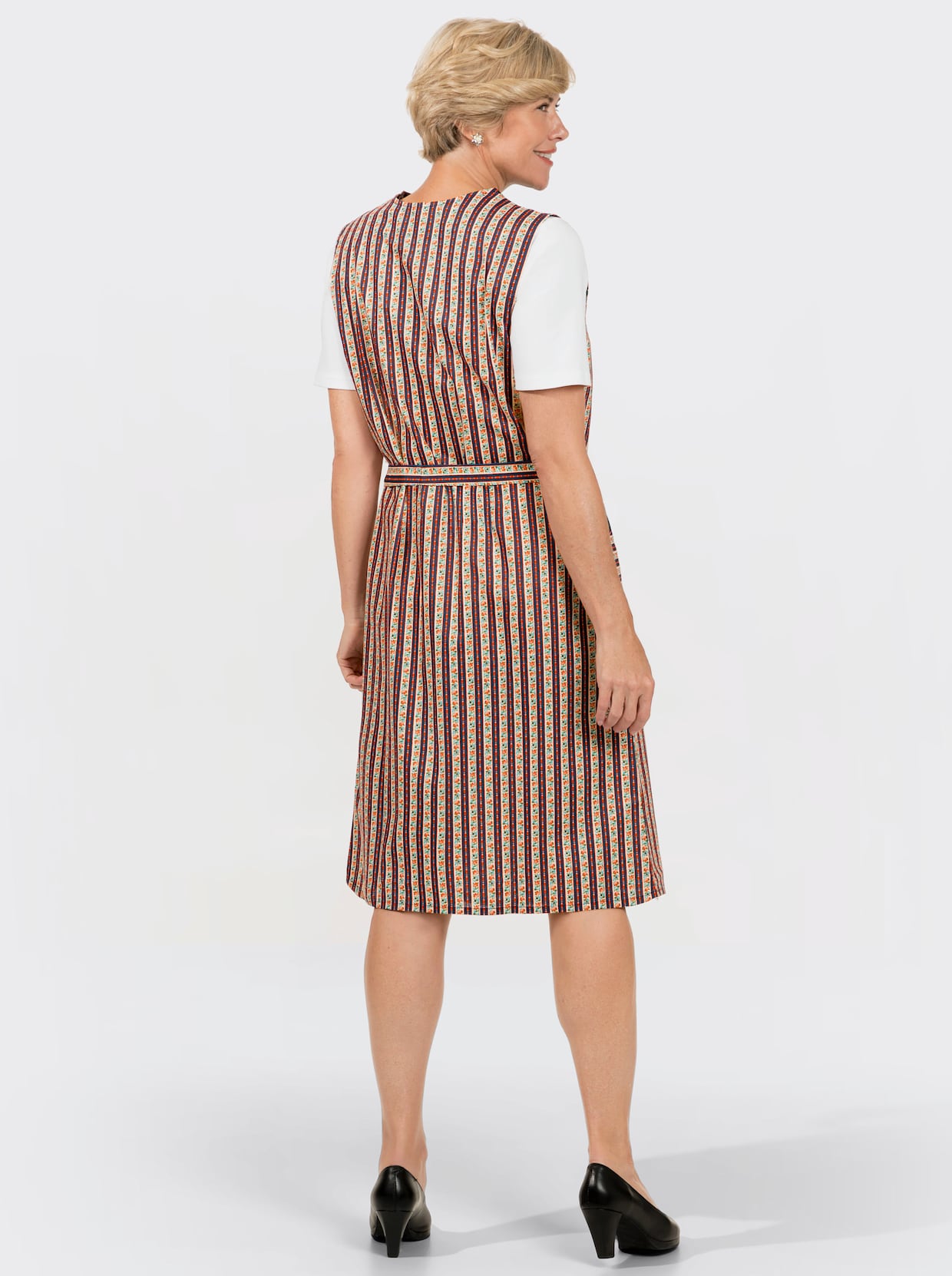 3/4-damesblouse - marine/papaja bedrukt