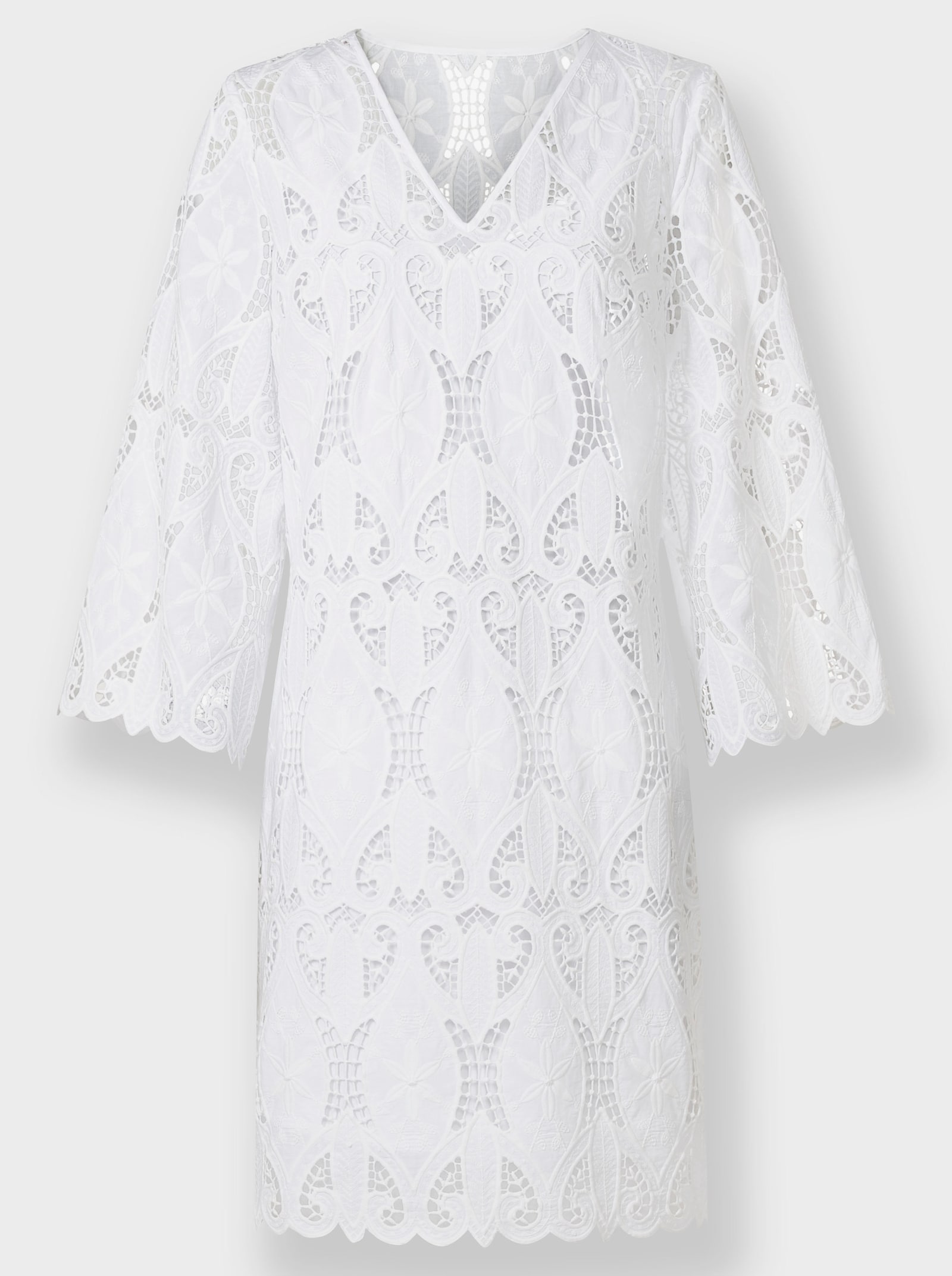 heine Spitzenkleid mit Trompetenärmeln - weiß