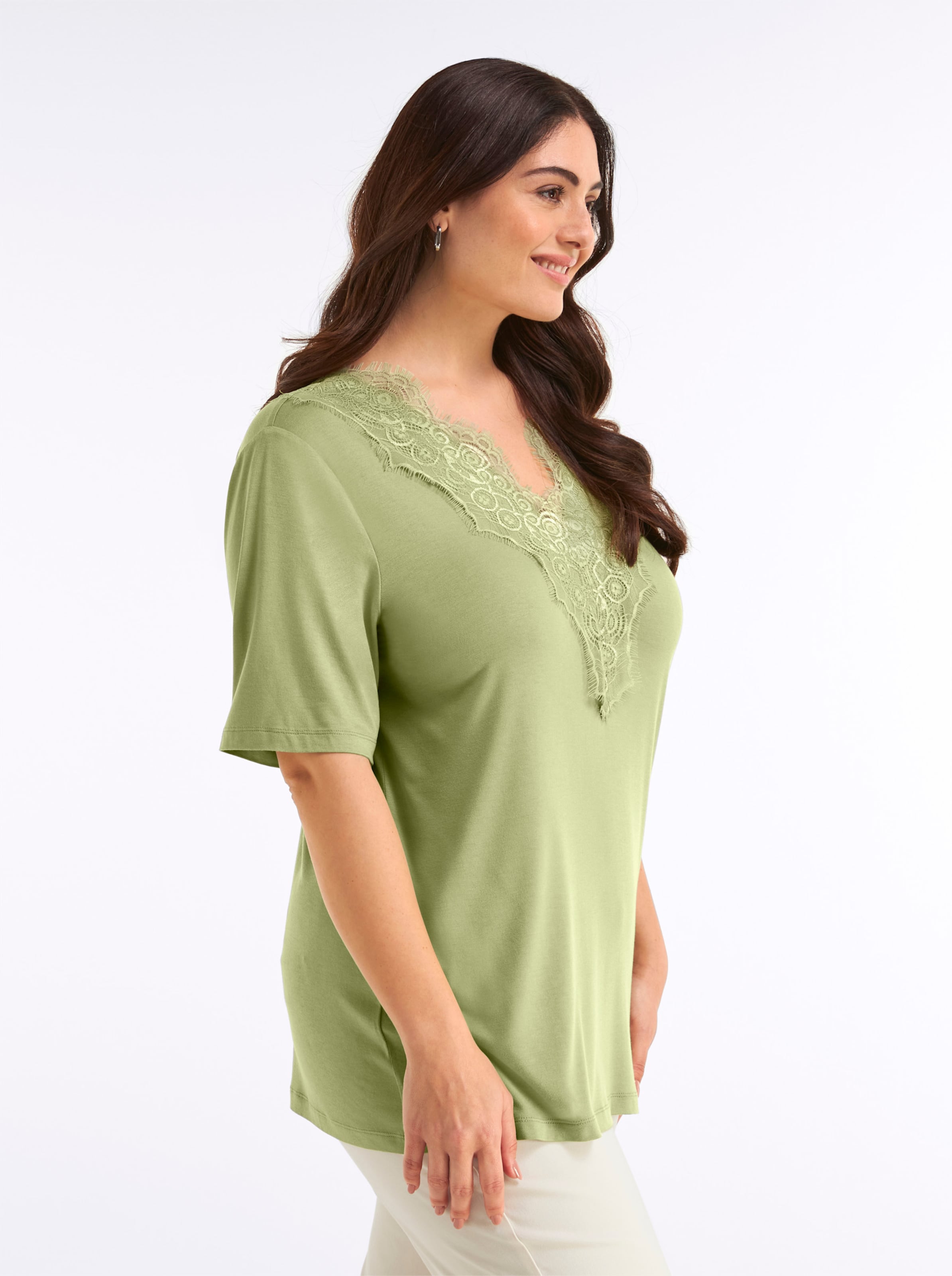 Sheego Damen Schilf Spitzenshirt - Bild 3