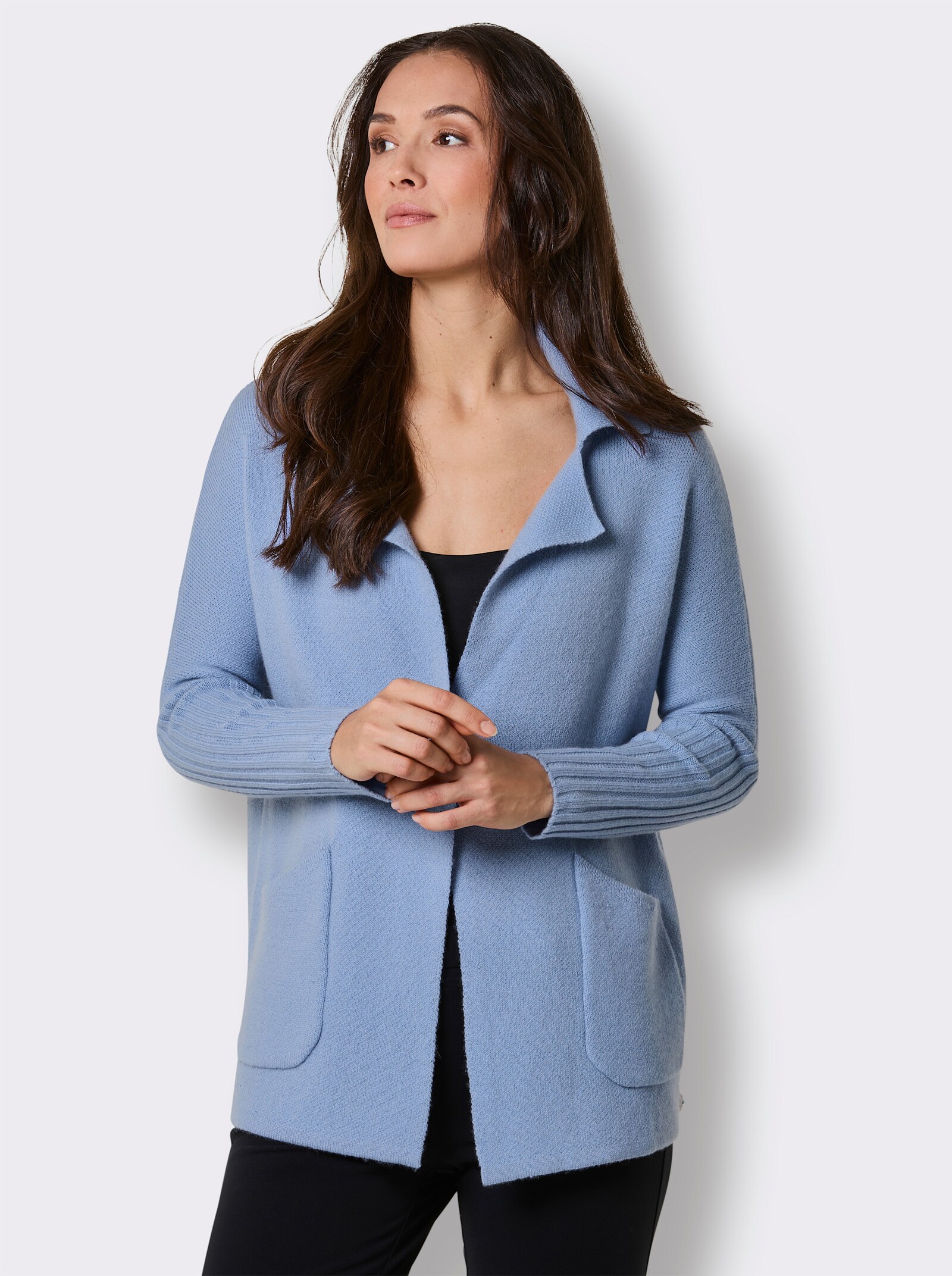 CREATION L PREMIUM Kaschmir-Strickjacke - bleu