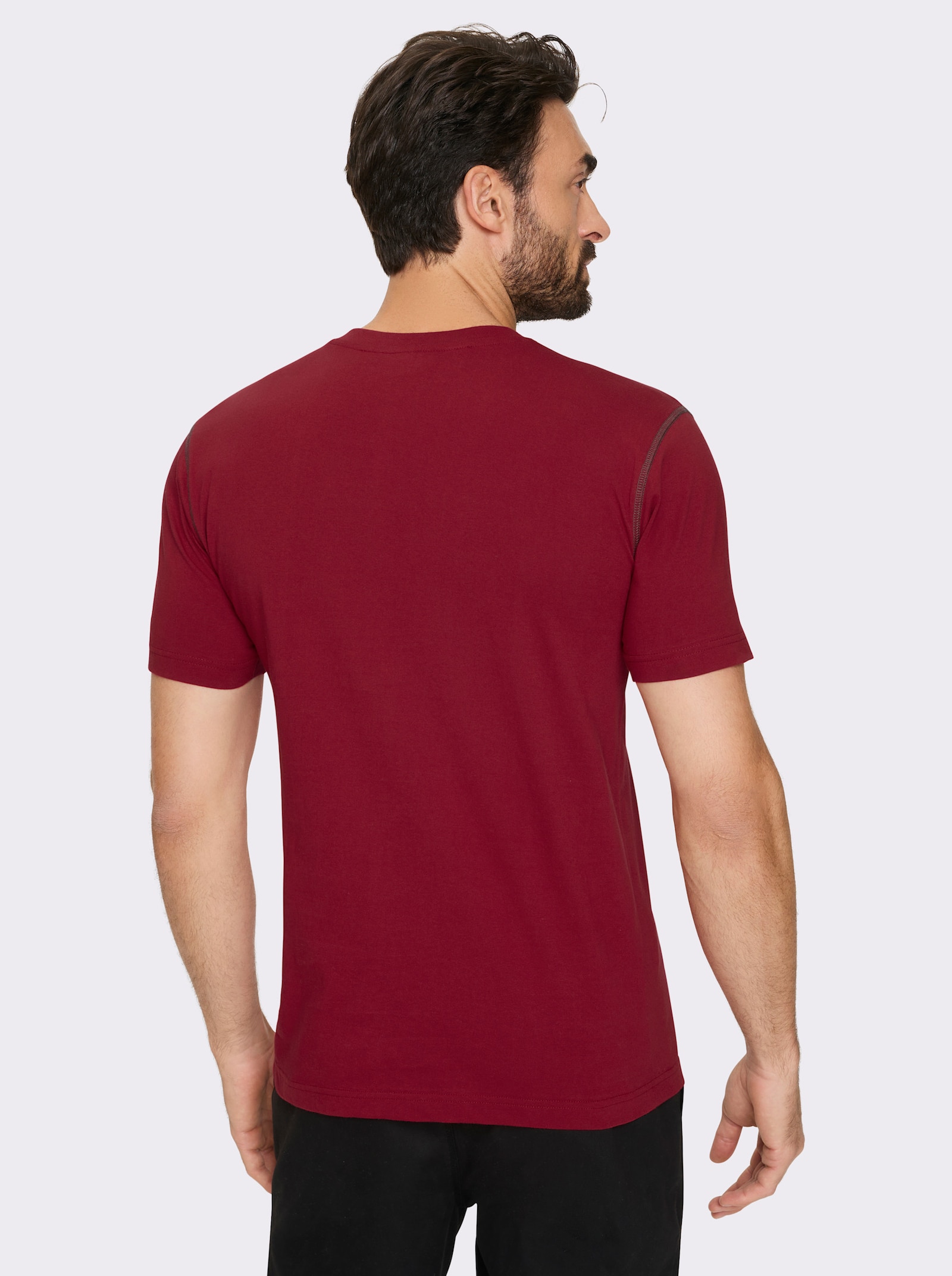 Catamaran Kurzarmshirt mit Henley-Ausschnitt - kirsche