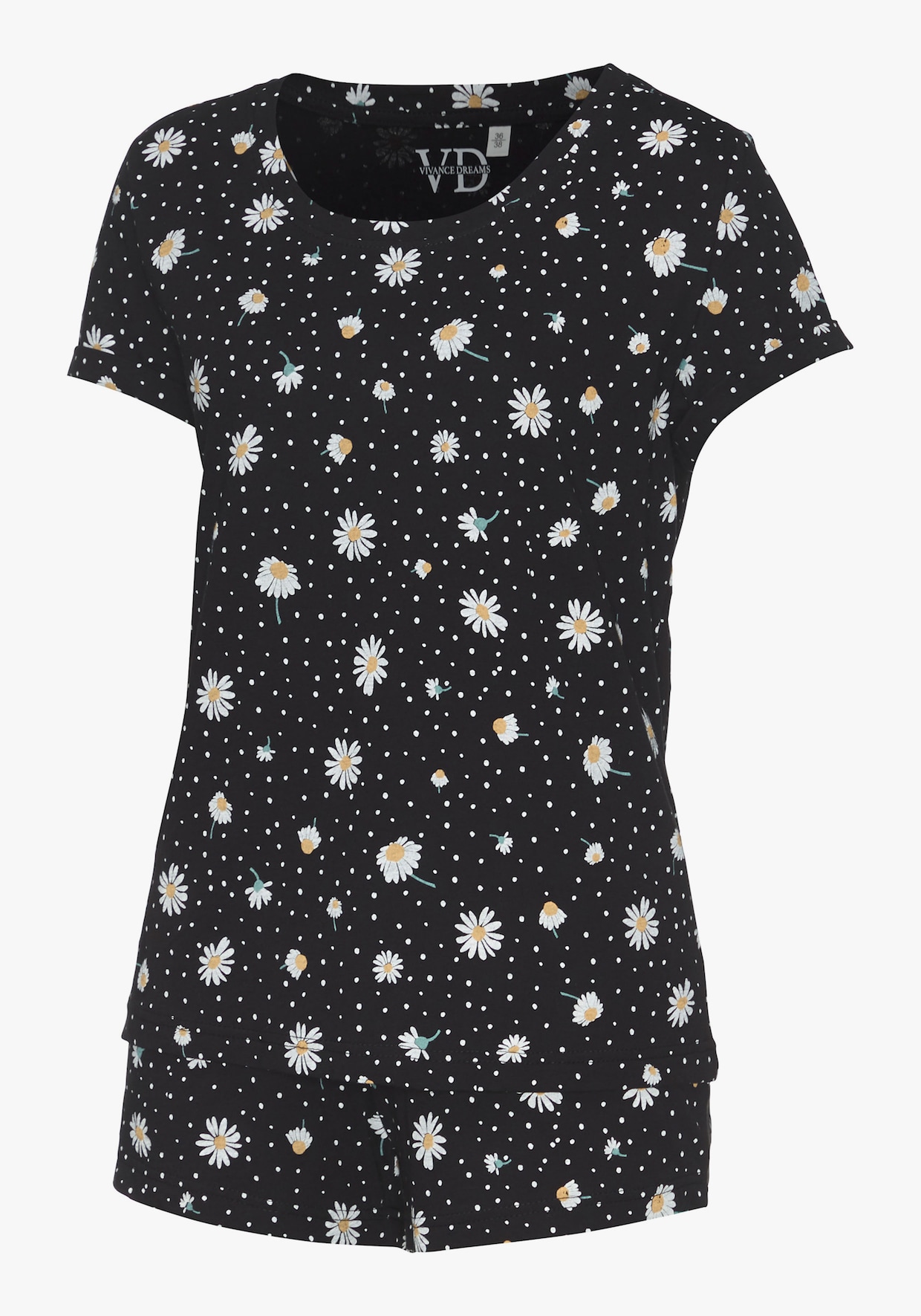 Vivance Dreams Shortama - zwart gedessineerd