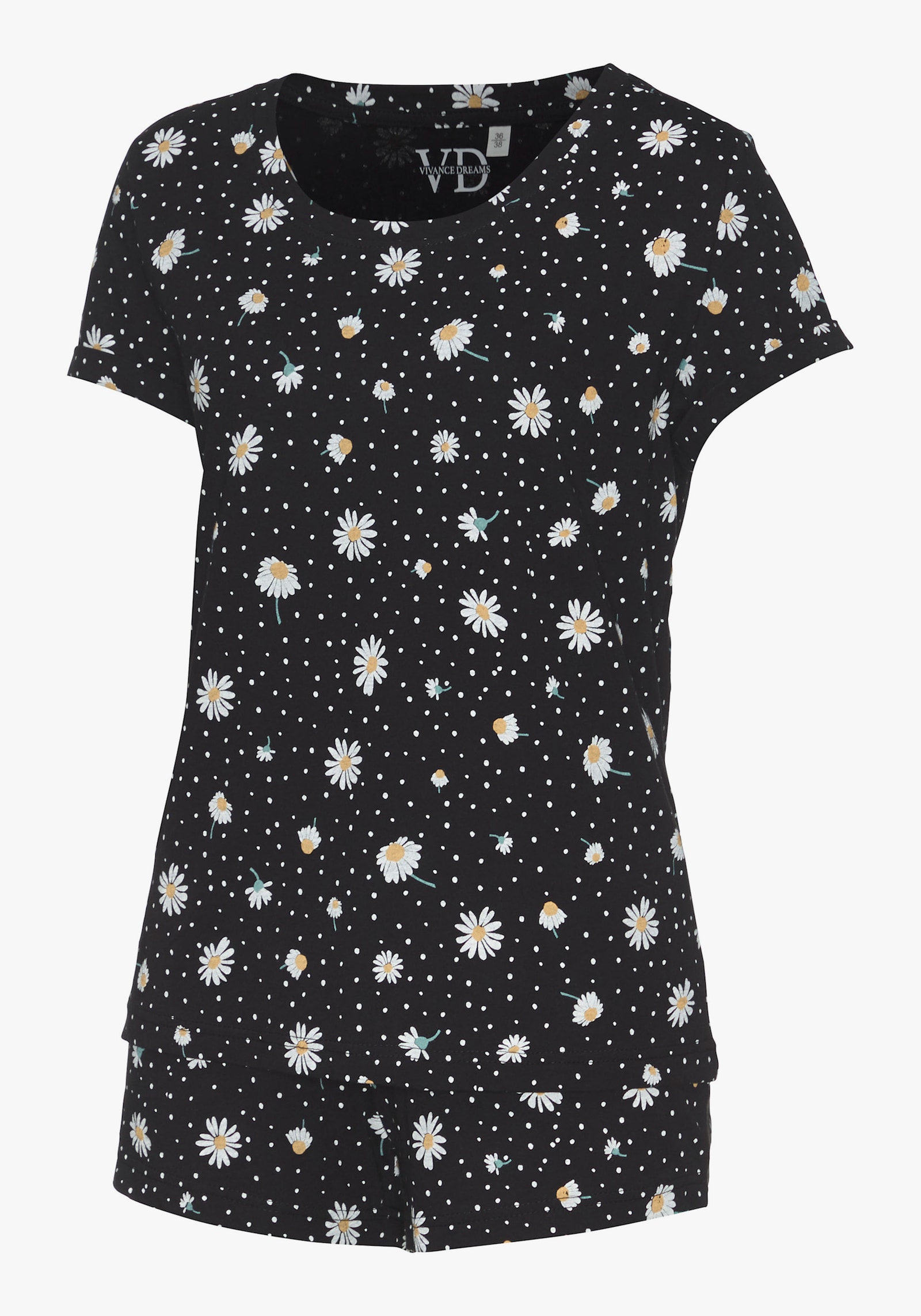 Vivance Dreams Pyjama court - noir à motifs