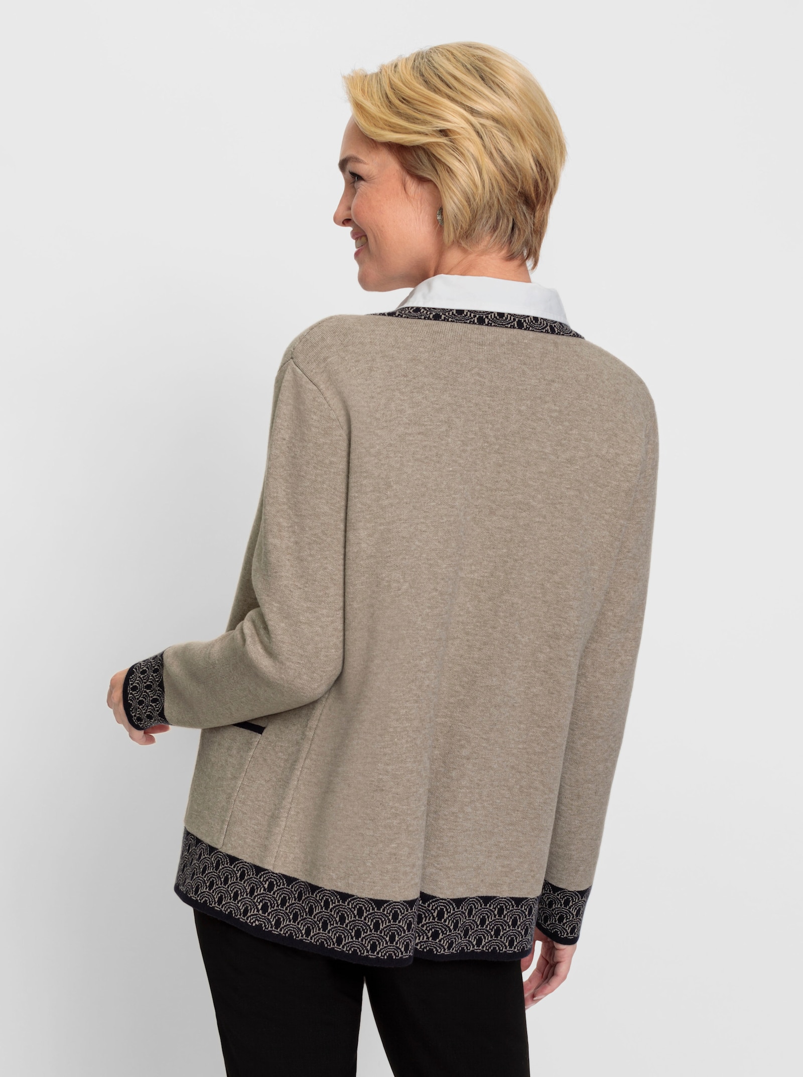 Strickjacke mit Modal-Anteil - sesam-meliert