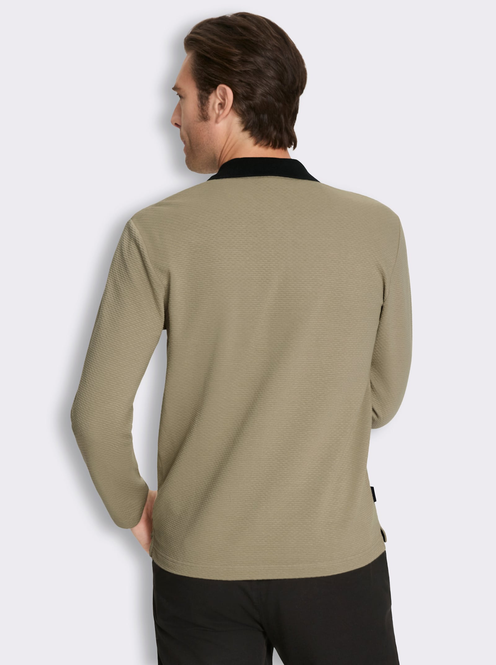 Marco Donati Langarm-Poloshirt mit Reißverschluss - schlamm