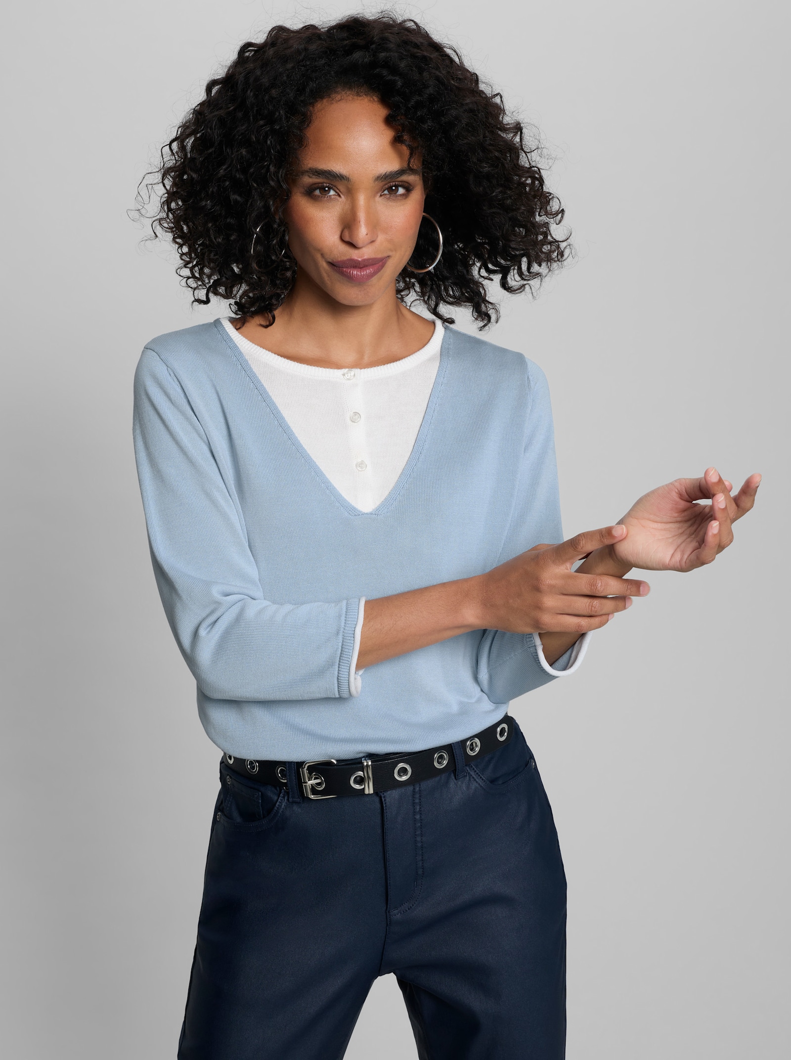 heine Pullover in 2-in-1-Optik - hellblau
