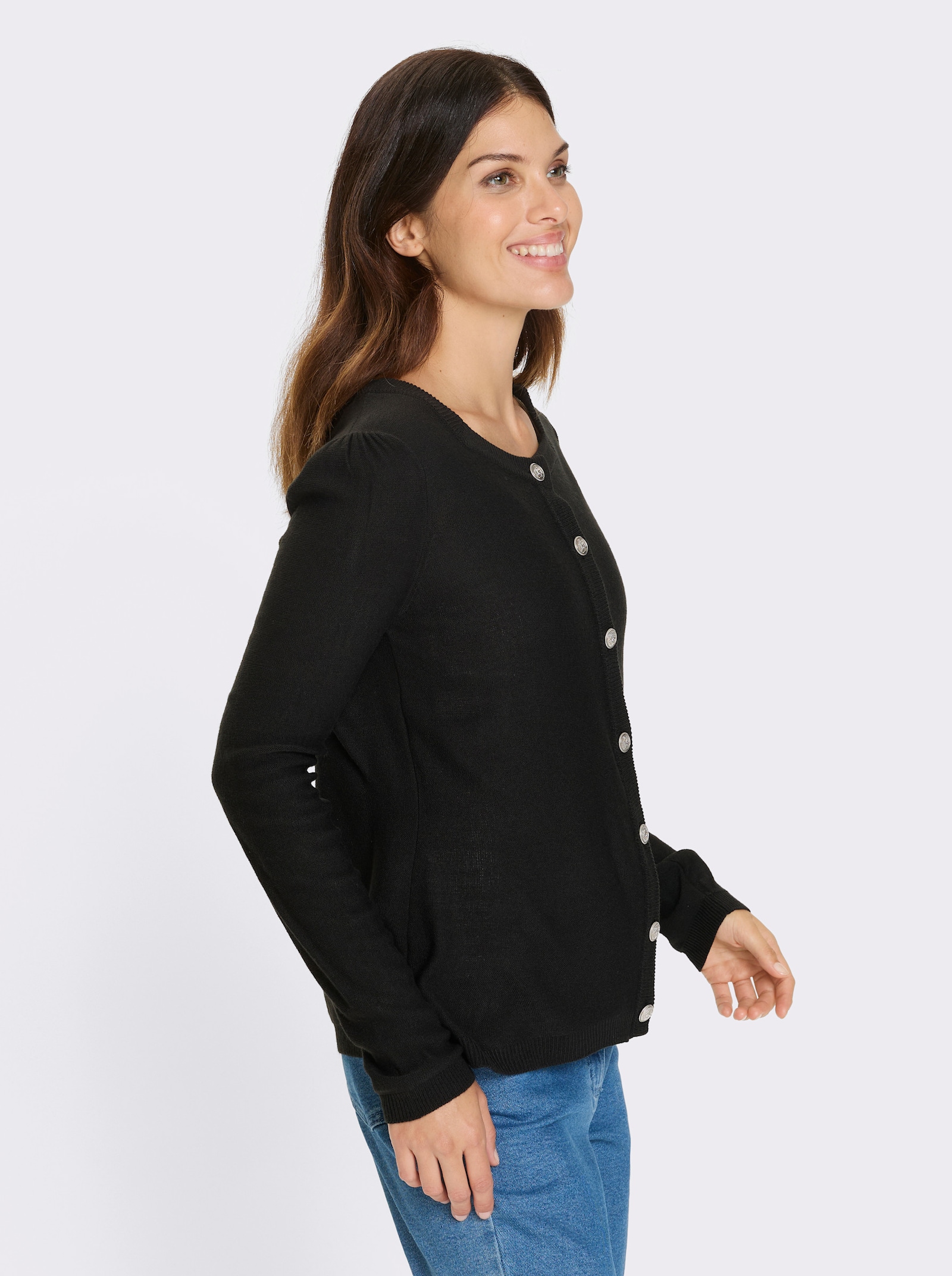 Pletený kabátek s krojovými knoflíky - černá