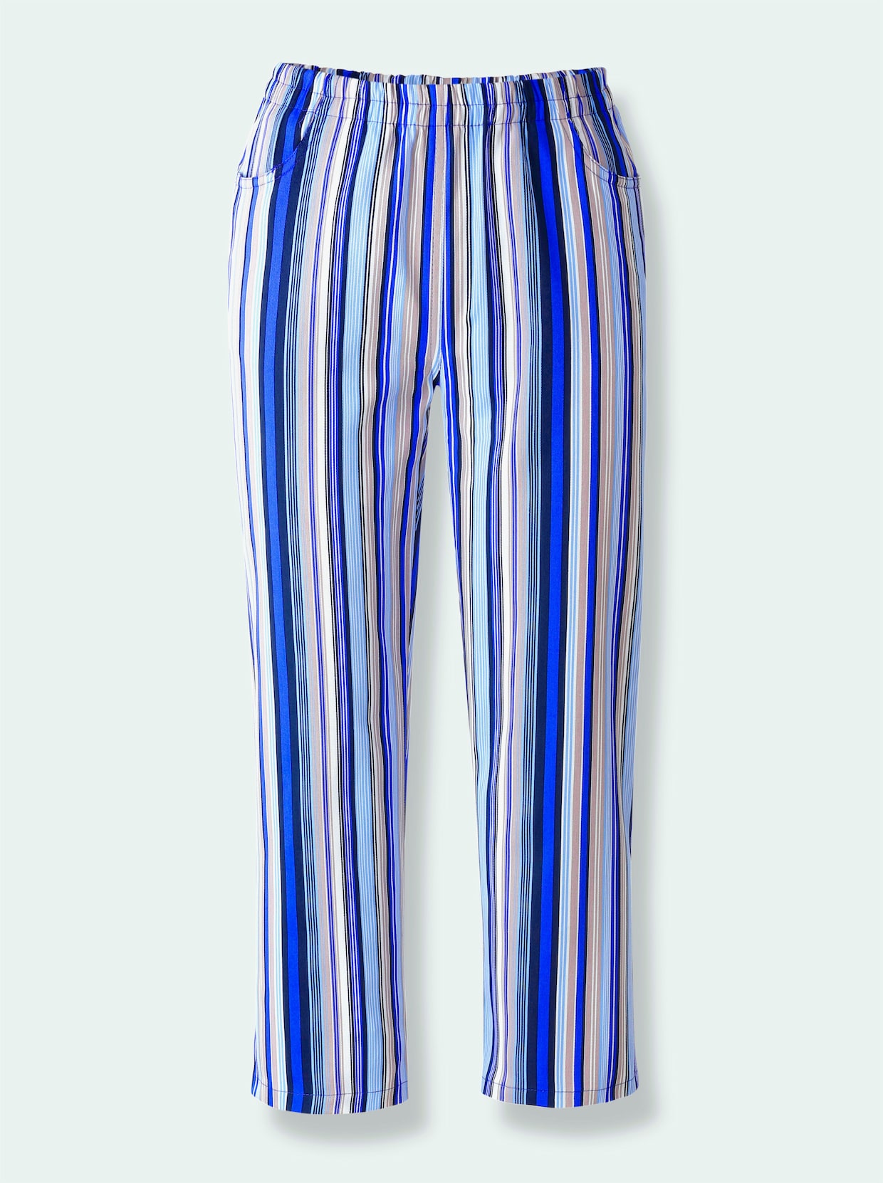Capri nohavice - Džínsovo modré pruhovanie