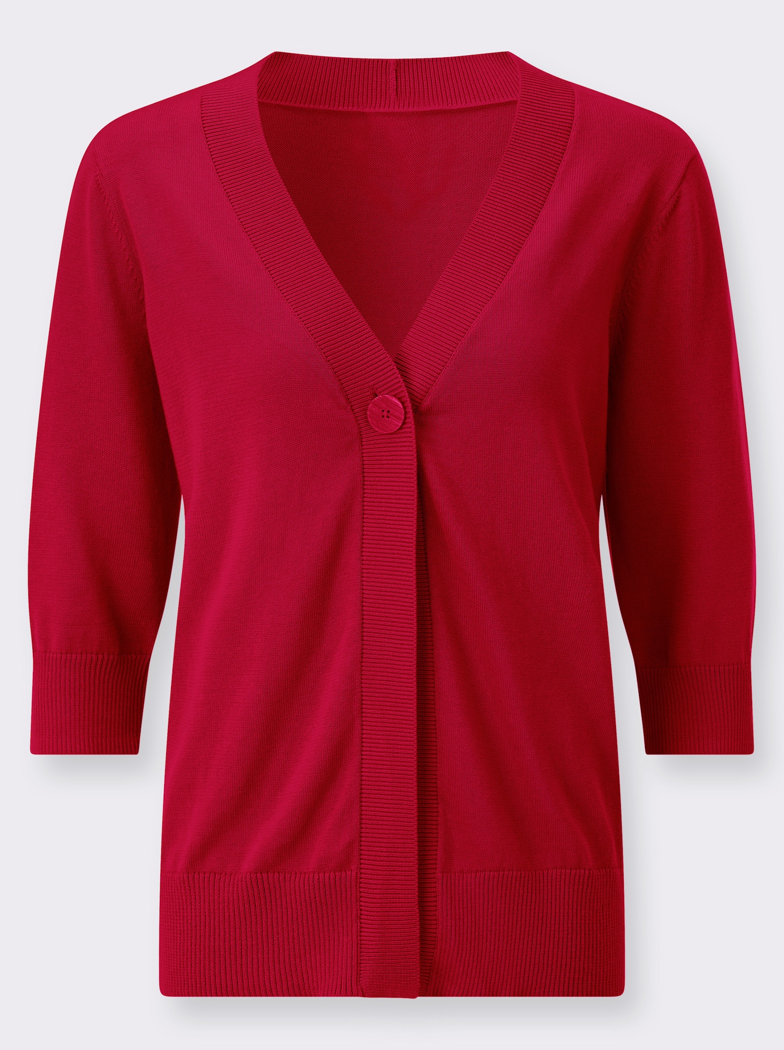 Feinstrickjacke mit gerippten Abschlüssen - rot