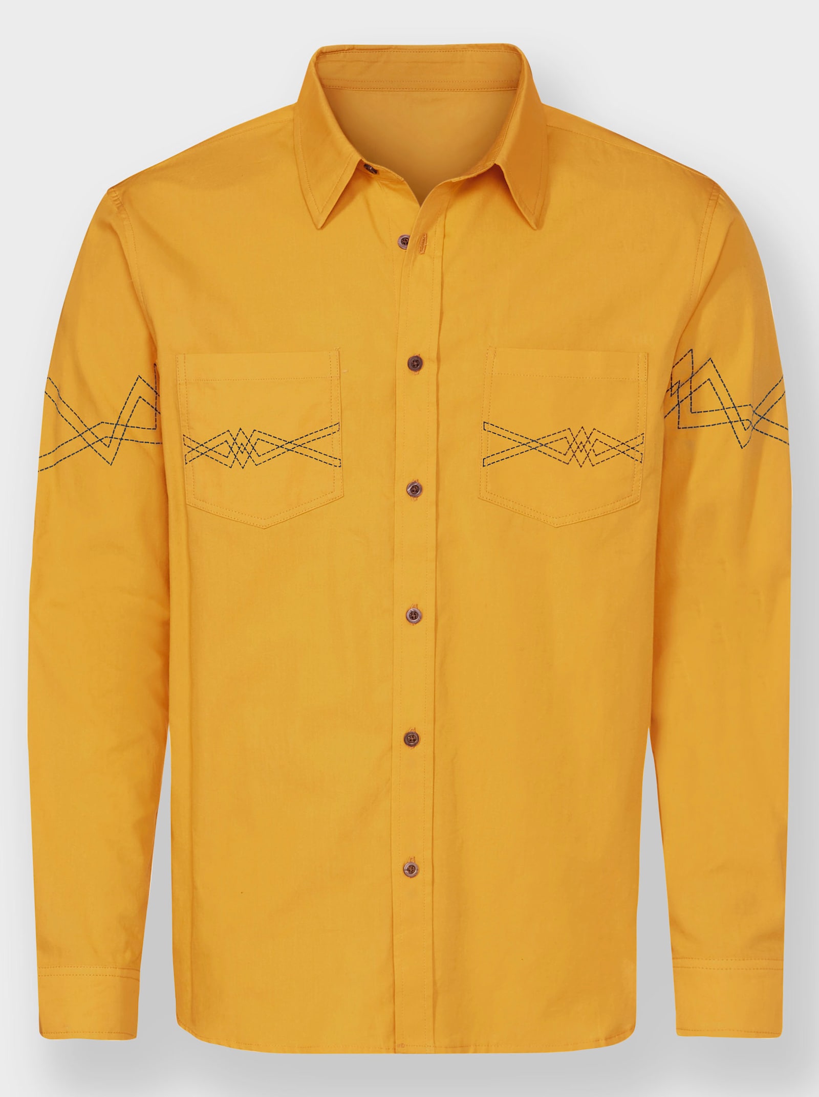 Catamaran Langarmhemd aus Baumwolle, mit Druck - ocker