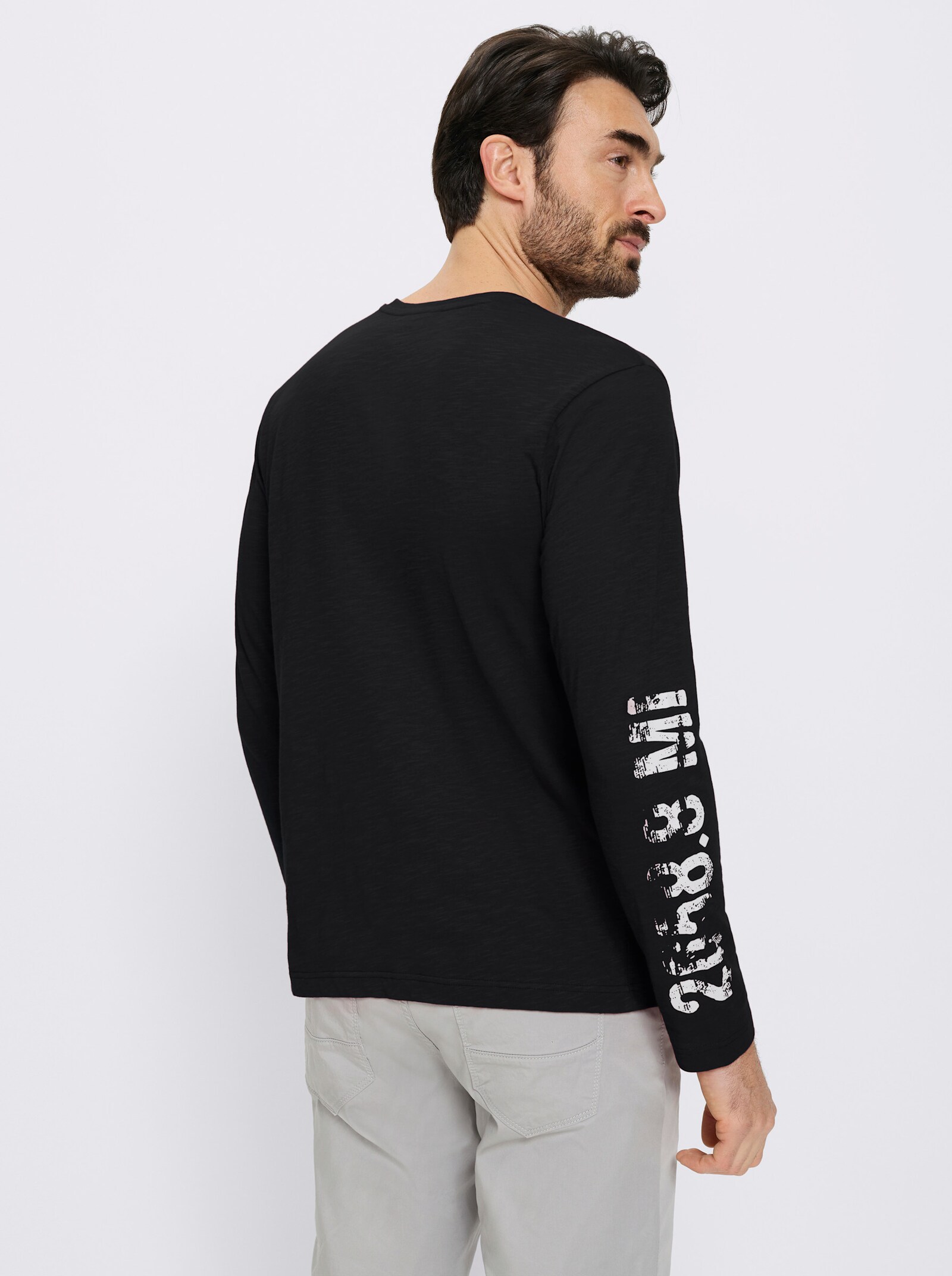 Catamaran Langarmshirt mit platziertem Druck - schwarz-bedruckt