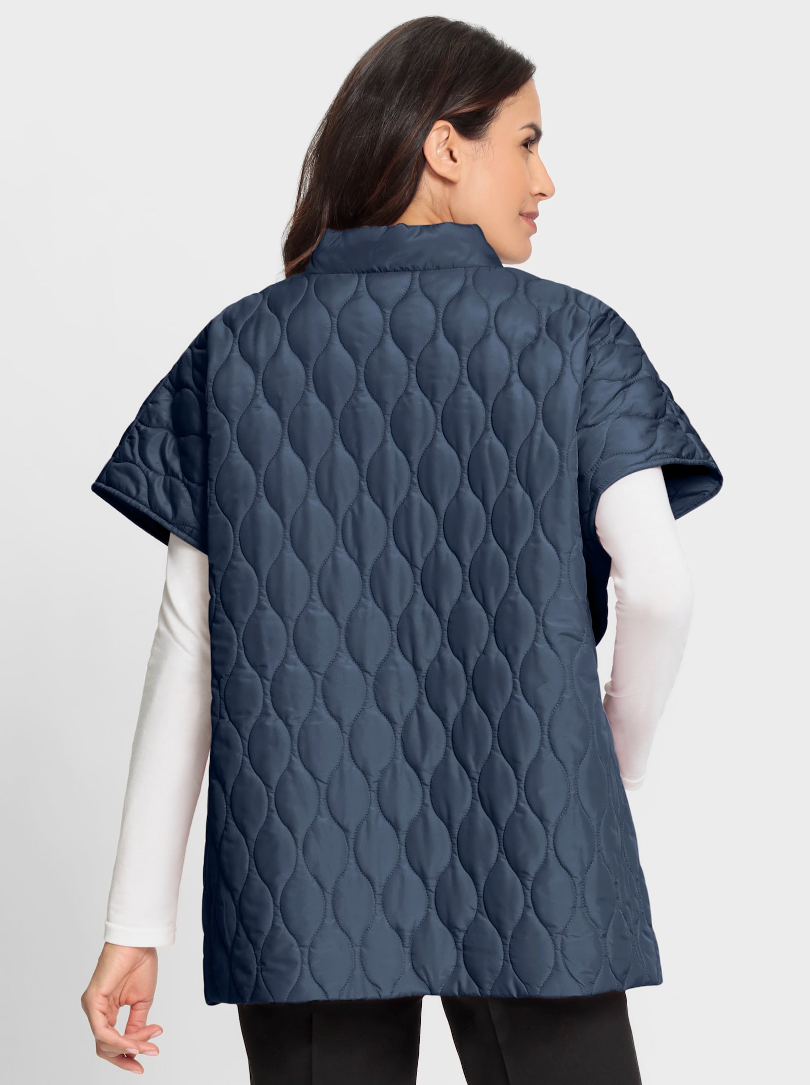 Bodywarmer met oversized snit - rookblauw