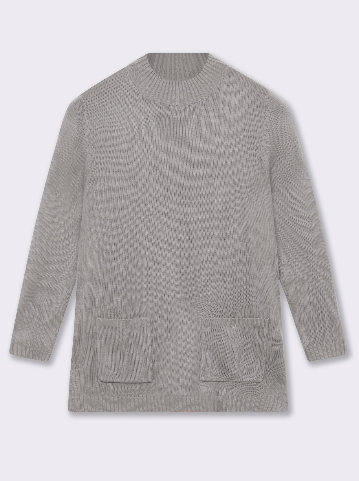 Longpullover mit Stehkragen - steingrau-meliert