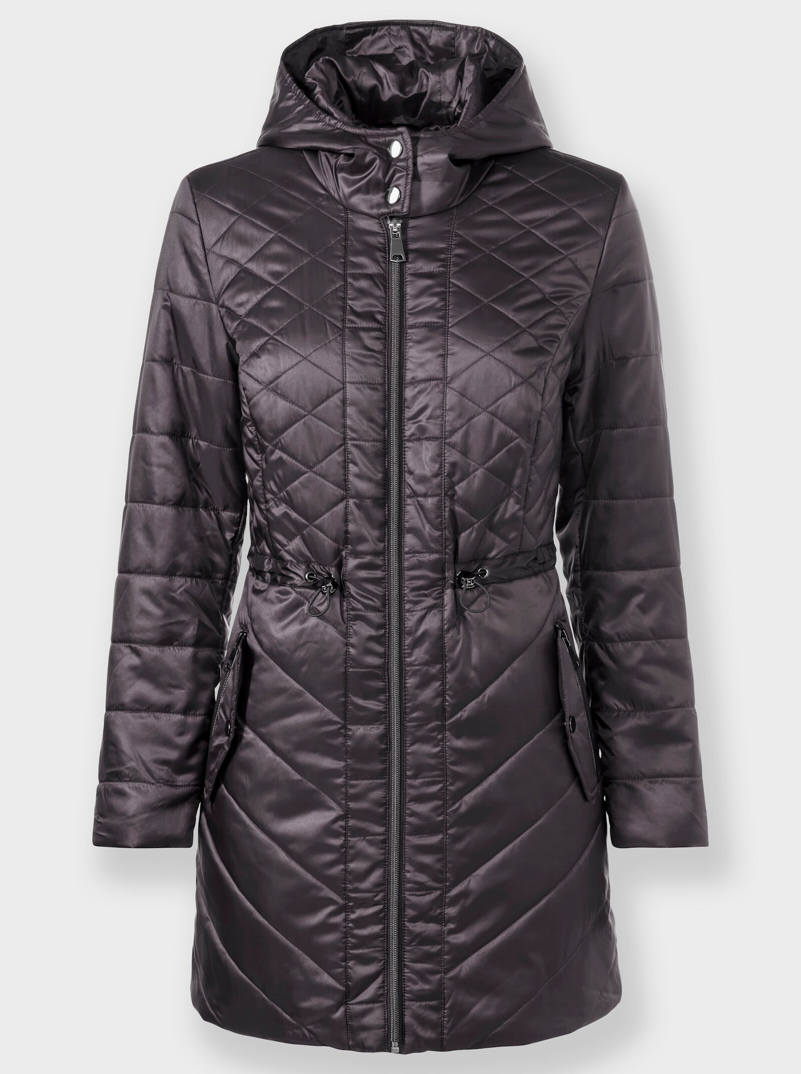 Kapuzenjacke mit Glanz-Oberfläche - anthrazit