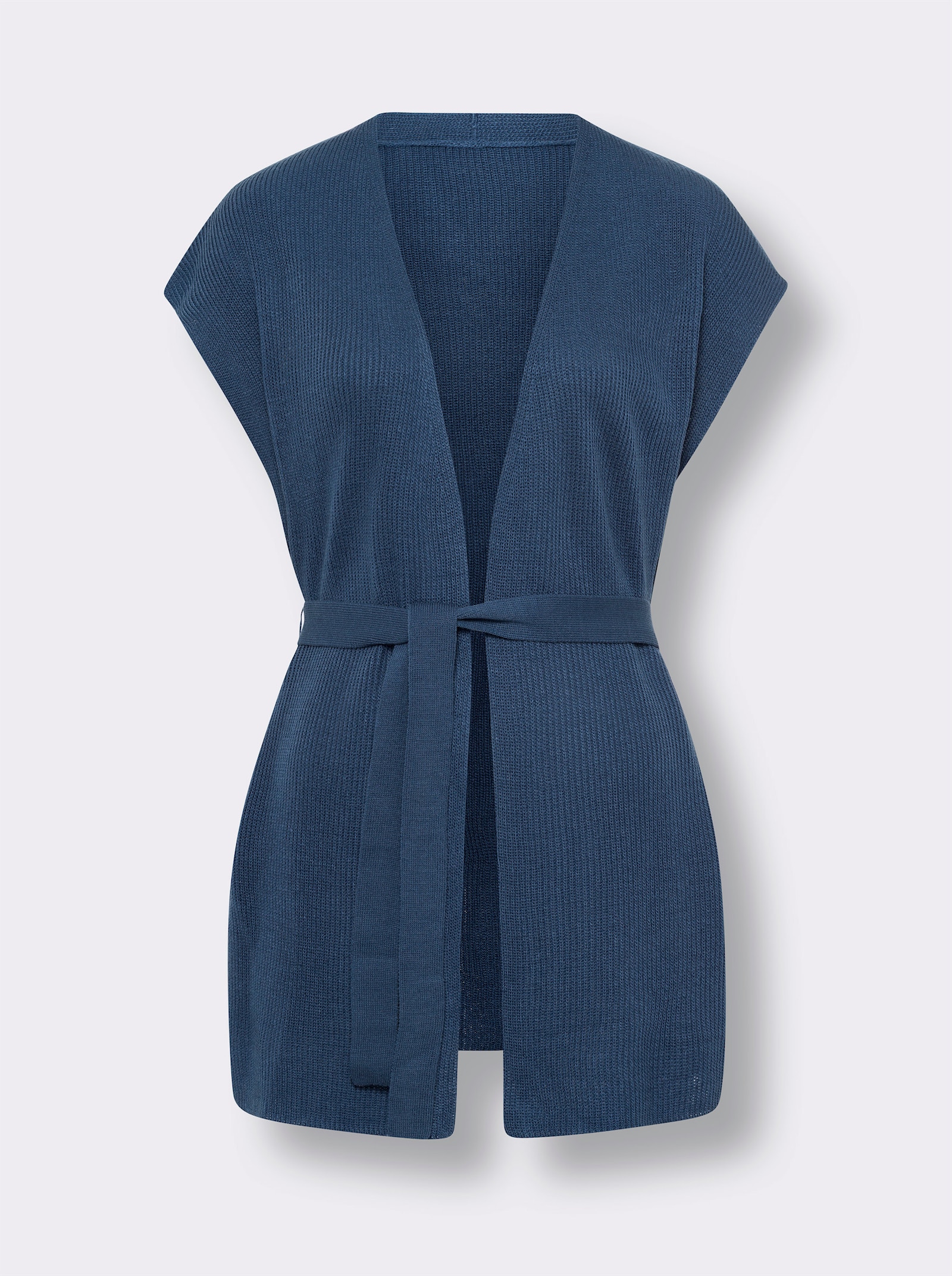 Pletená vesta, odstrániteľná viazačka - džínsová modrá