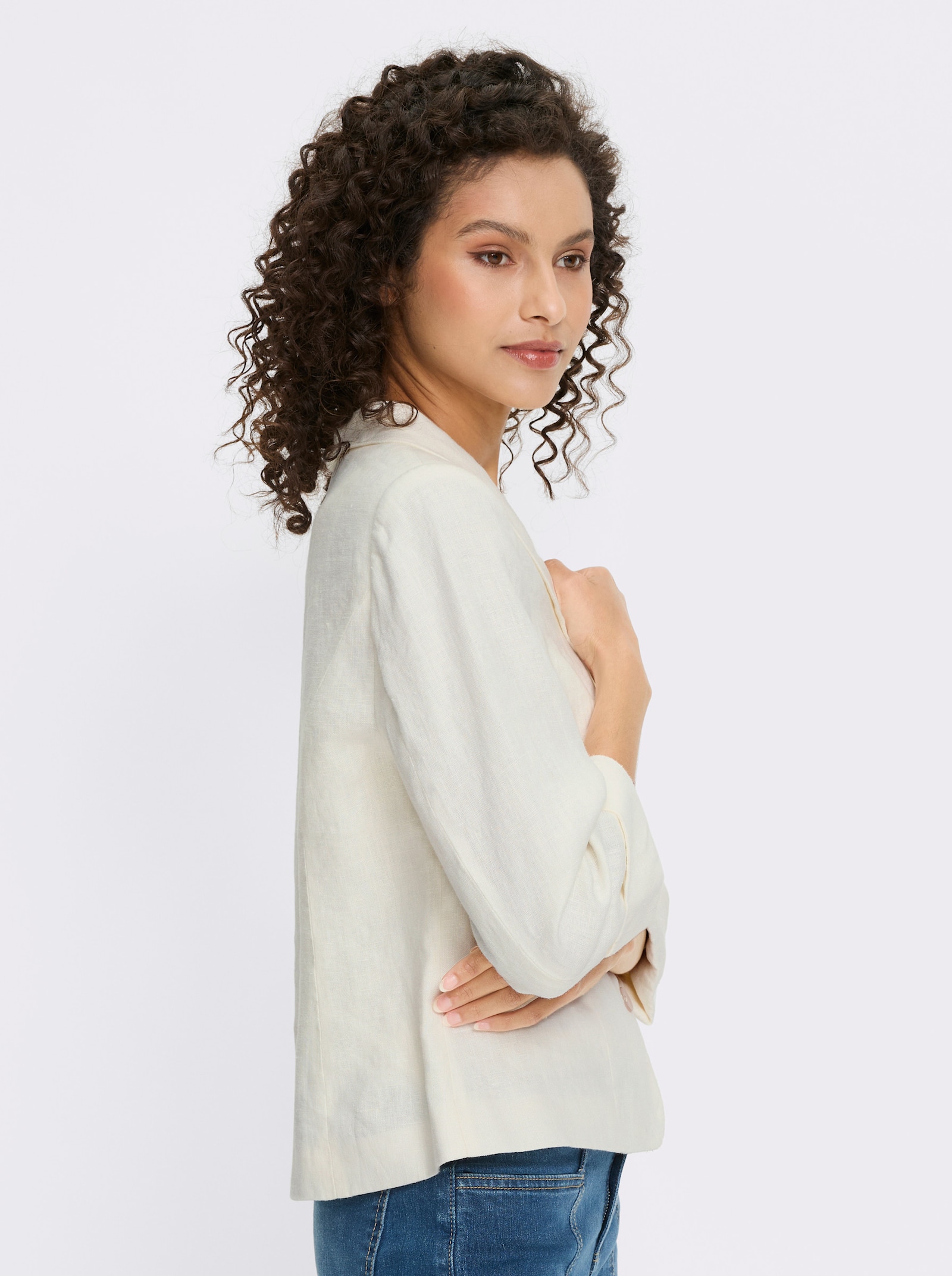 heine Blazer en lin à manches 3/4 - écru