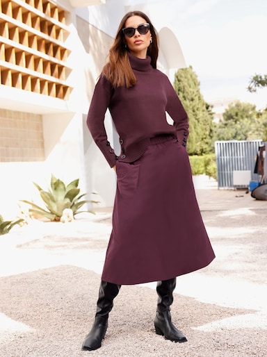 heine Rollkragenpullover mit Seitenschlitzen - burgund