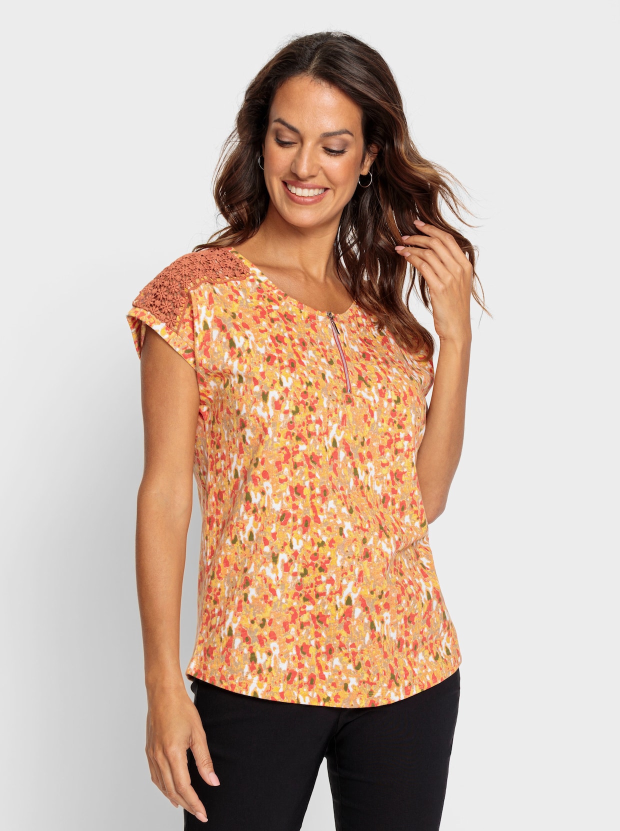 Shirt met print - leem/papaja bedrukt