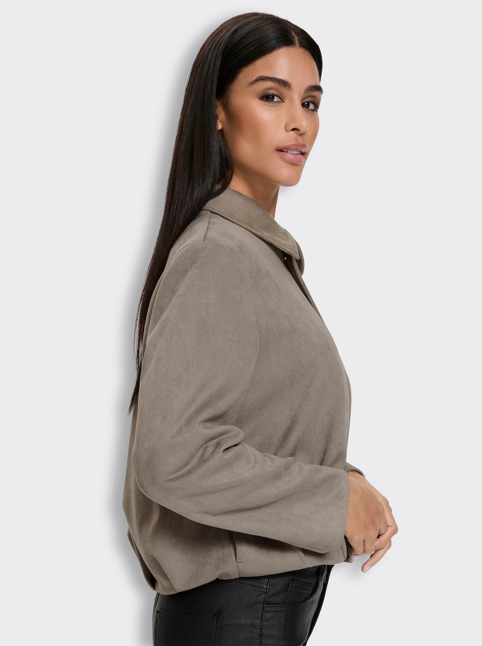 heine Lederimitat-Blazer in Blouson-Form - taupe
