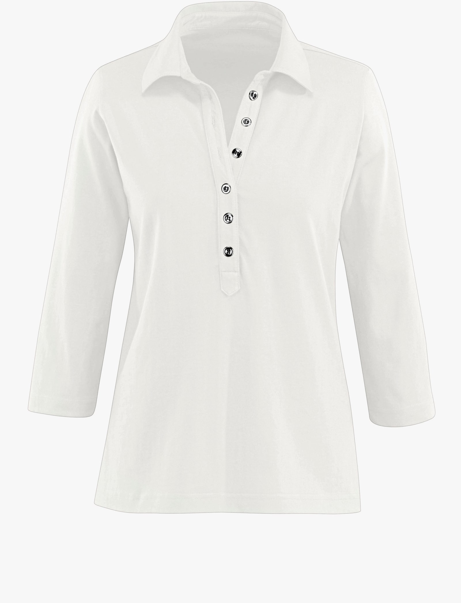 Poloshirt mit langer Knopfleiste - wollweiß