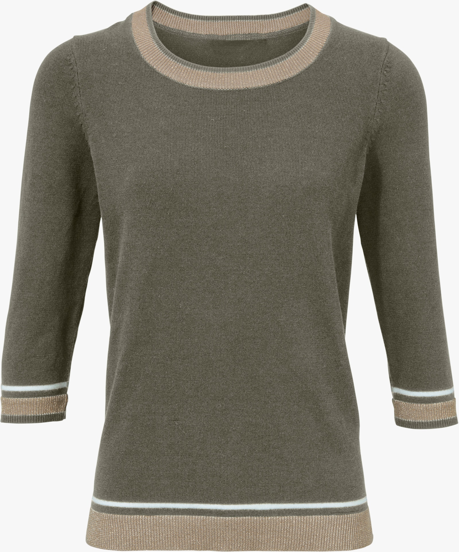 heine Pullover met ronde hals en glansgaren - olijf