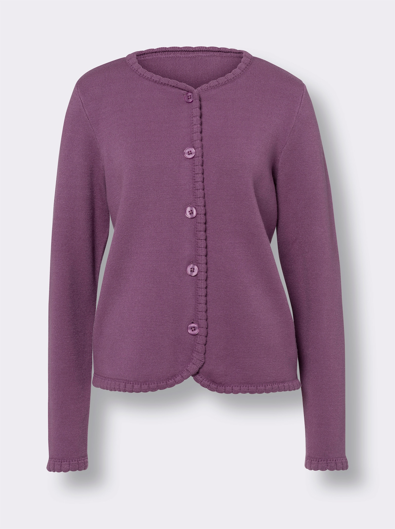 heine Strickjacke mit Wellenkanten - violett