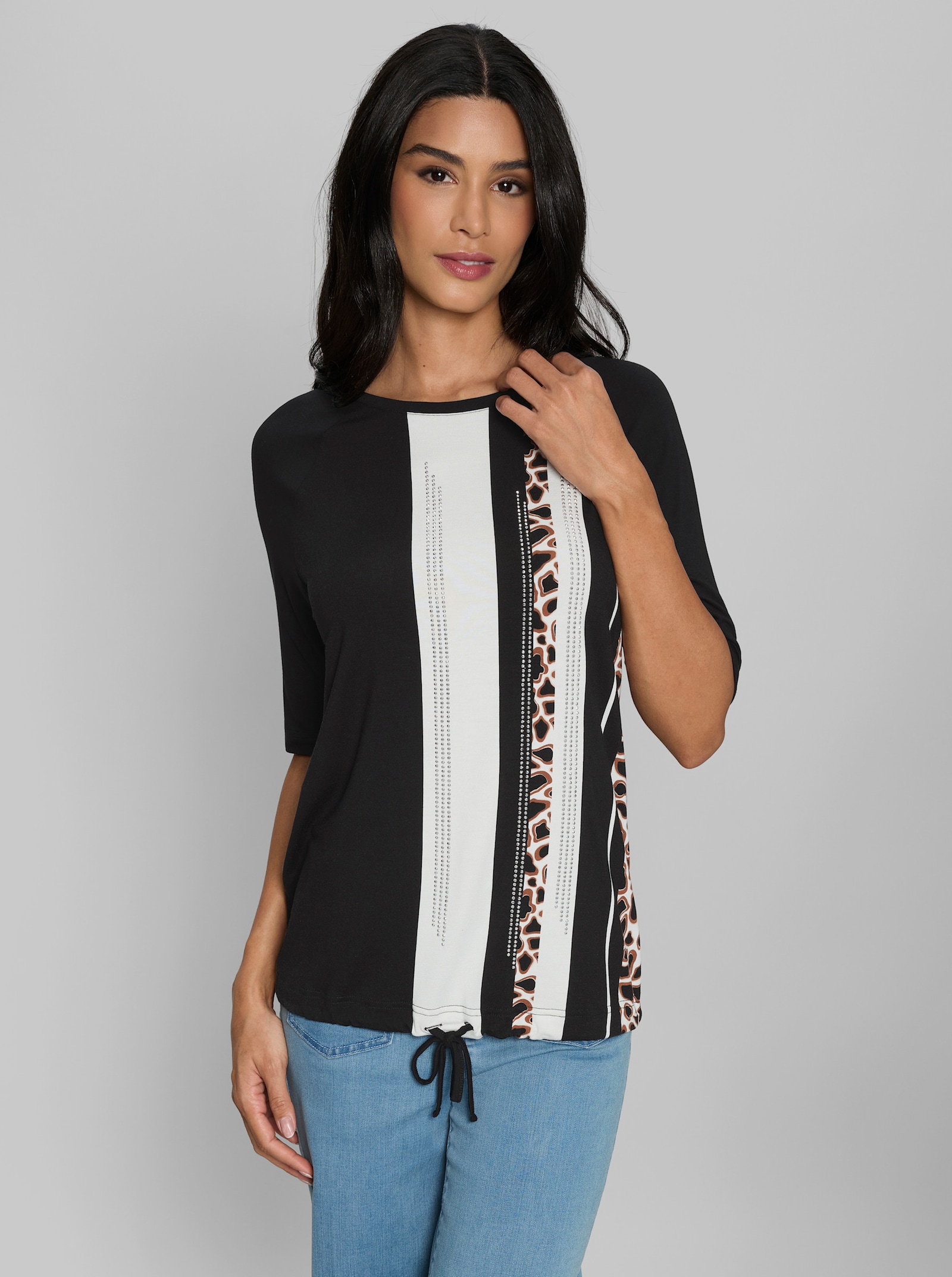 heine Rundhalsshirt mit Print - ecru-schwarz-bedruckt