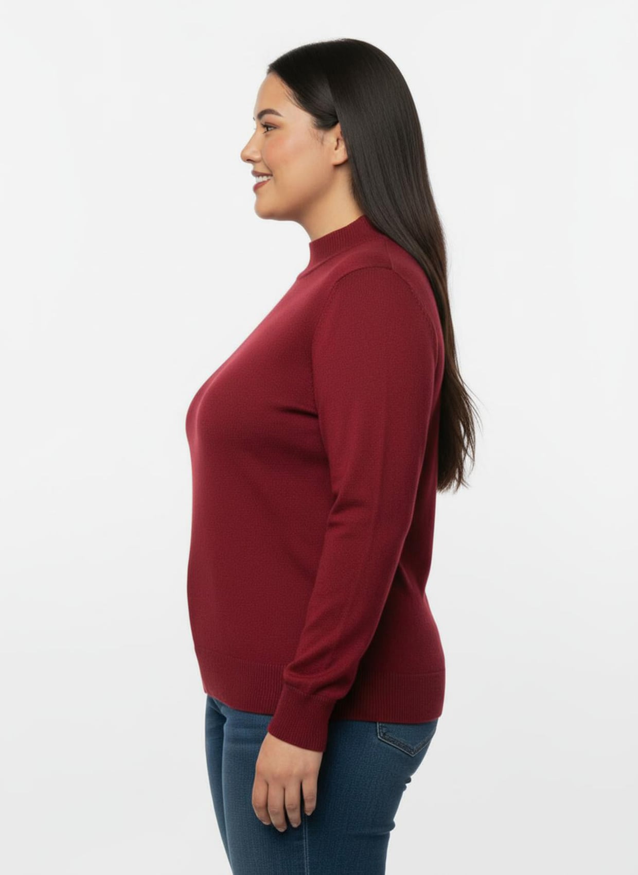 Stehkragenpullover mit Ripp-Abschlüssen - rot