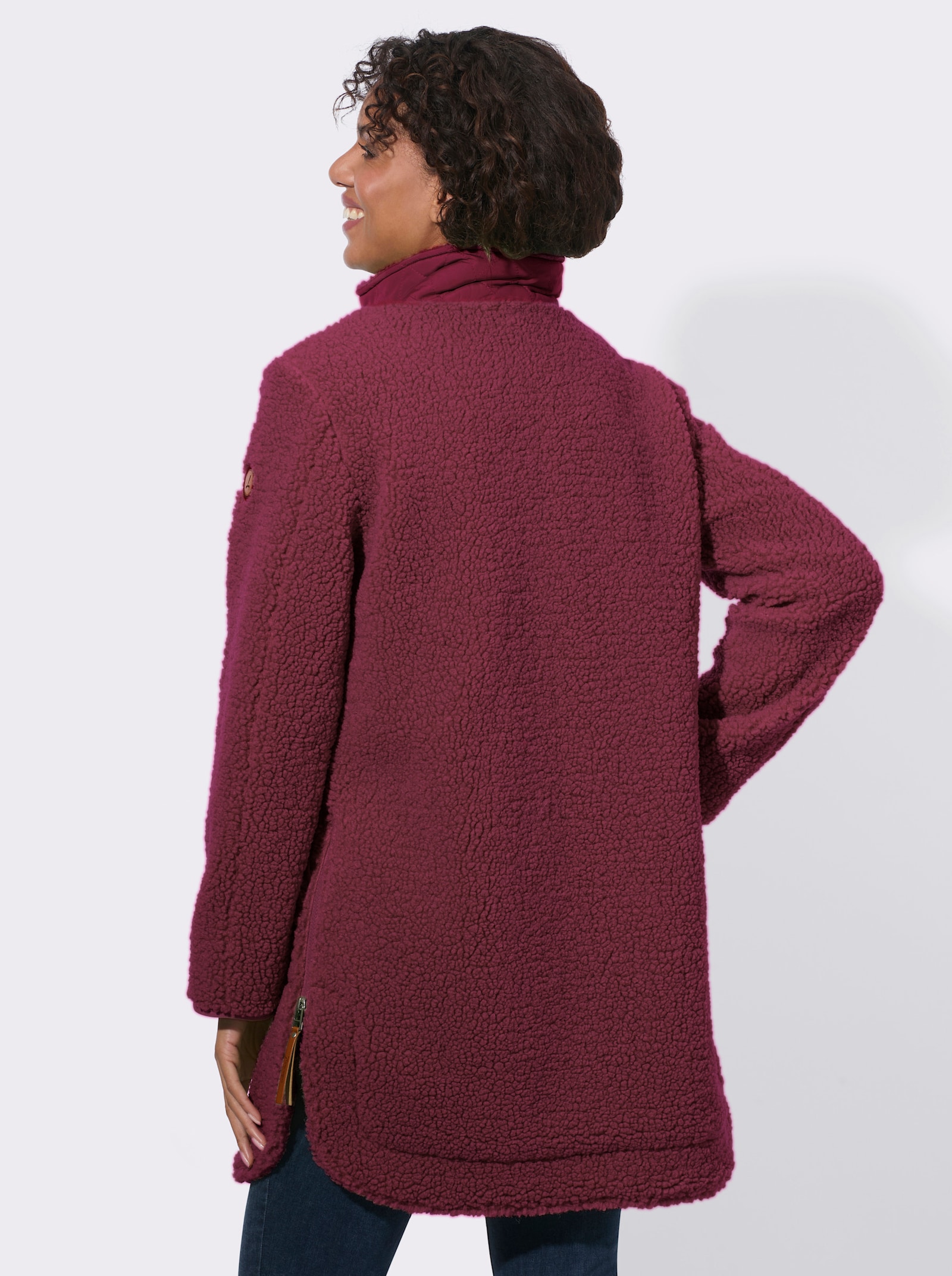  Teddyjacke mit Reißverschluss an den Saumschlitzen - bordeaux