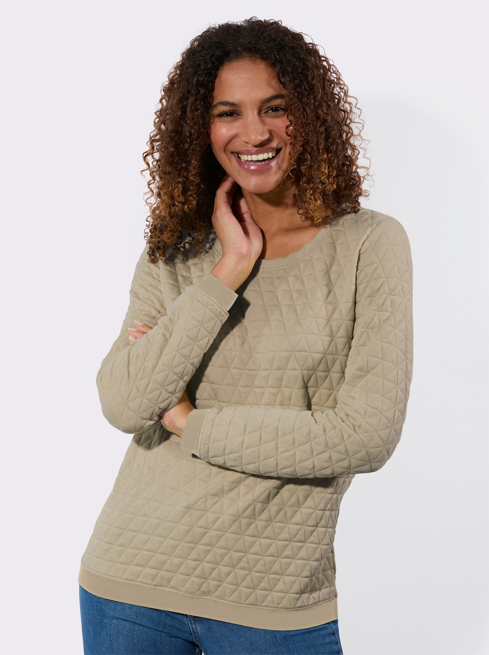  Rundhalsshirt im Jacquard-Muster - schlamm