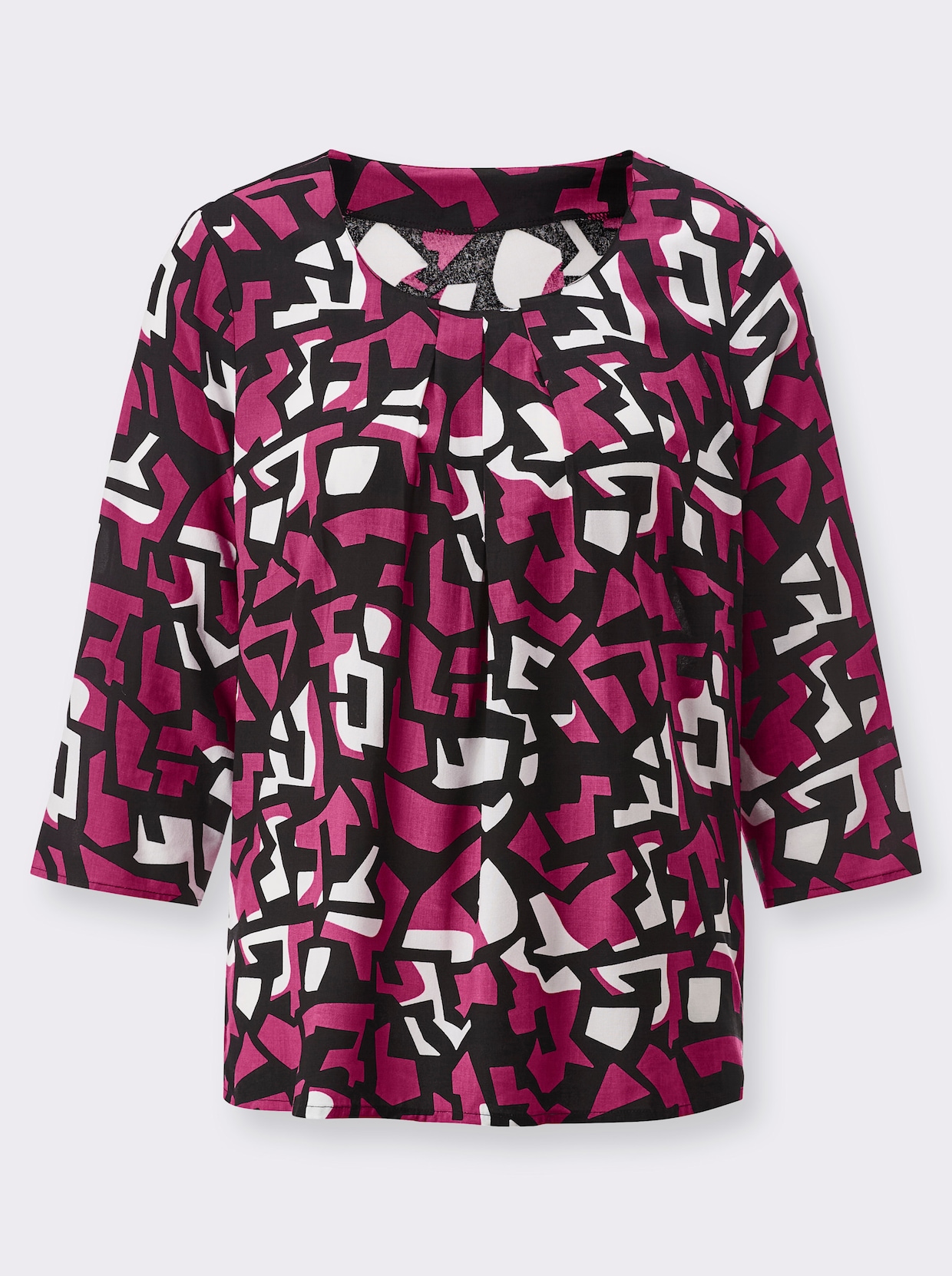 Bluse - fuchsia-schwarz-bedruckt