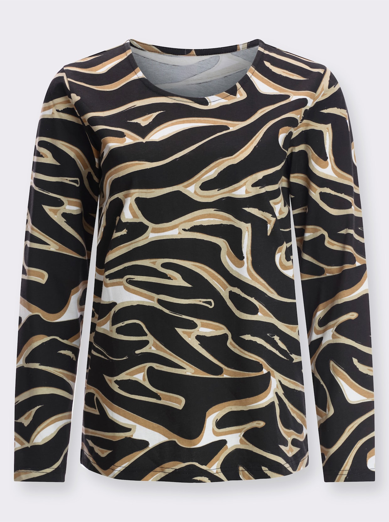 Shirt met lange mouwen - ecru/zwart geprint