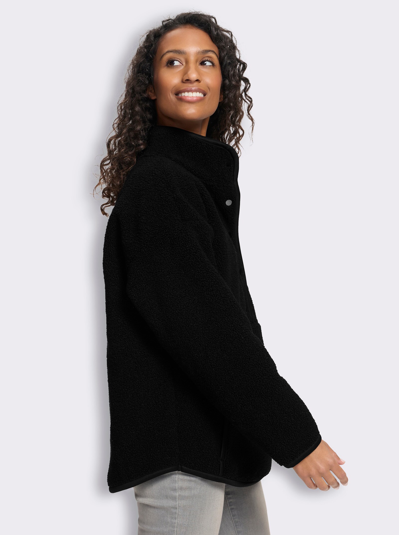 heine Wendeshirt aus Teddy-Fleece - schwarz